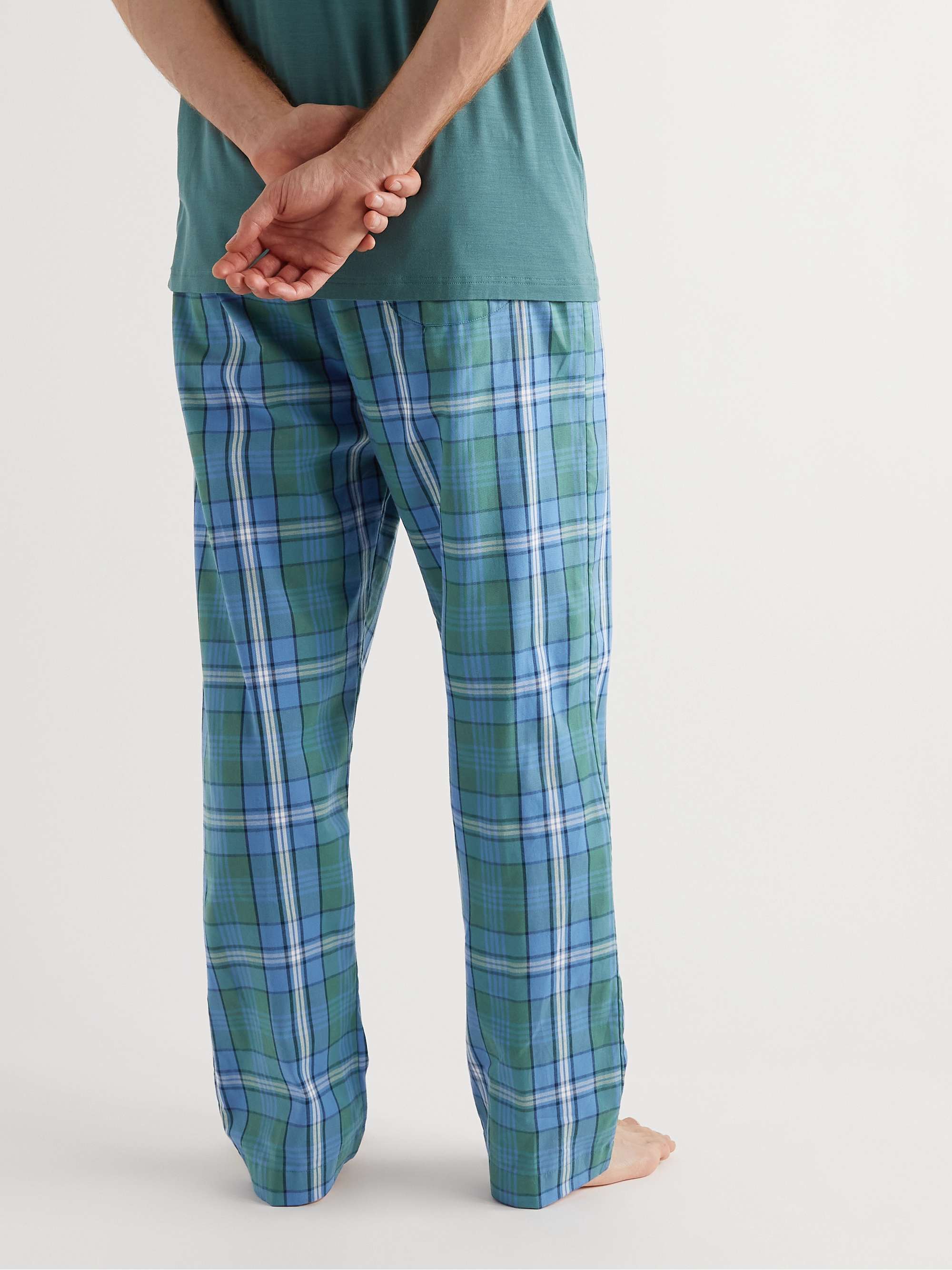 DEREK ROSE Ranga Checked Brushed-Cotton Pyjama Trousers