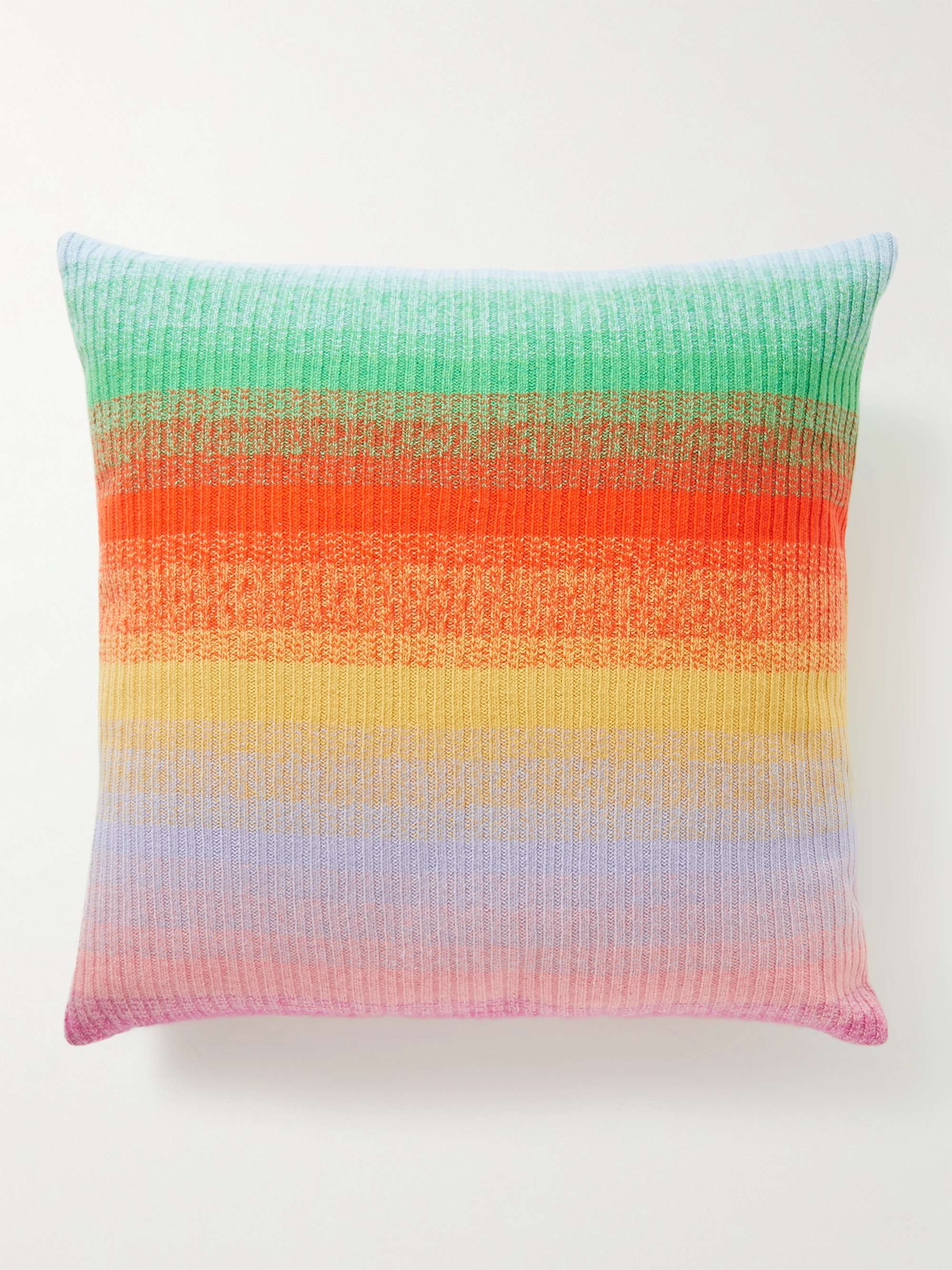 THE ELDER STATESMAN Rainbow Striped Tie-Dyed Cashmere Throw Pillow