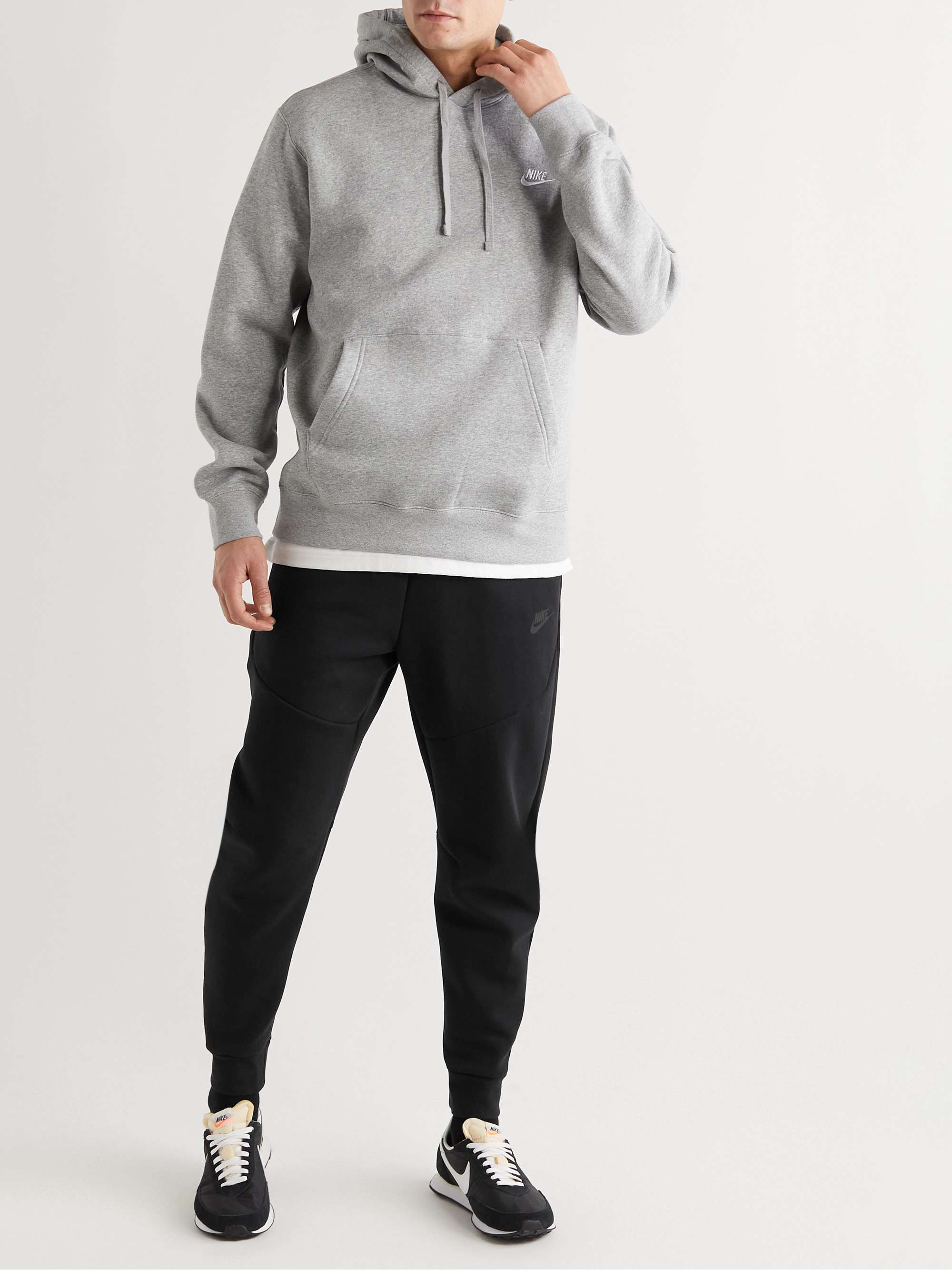NIKE Sportswear Tapered Logo-Print Cotton-Blend Tech-Fleece Sweatpants