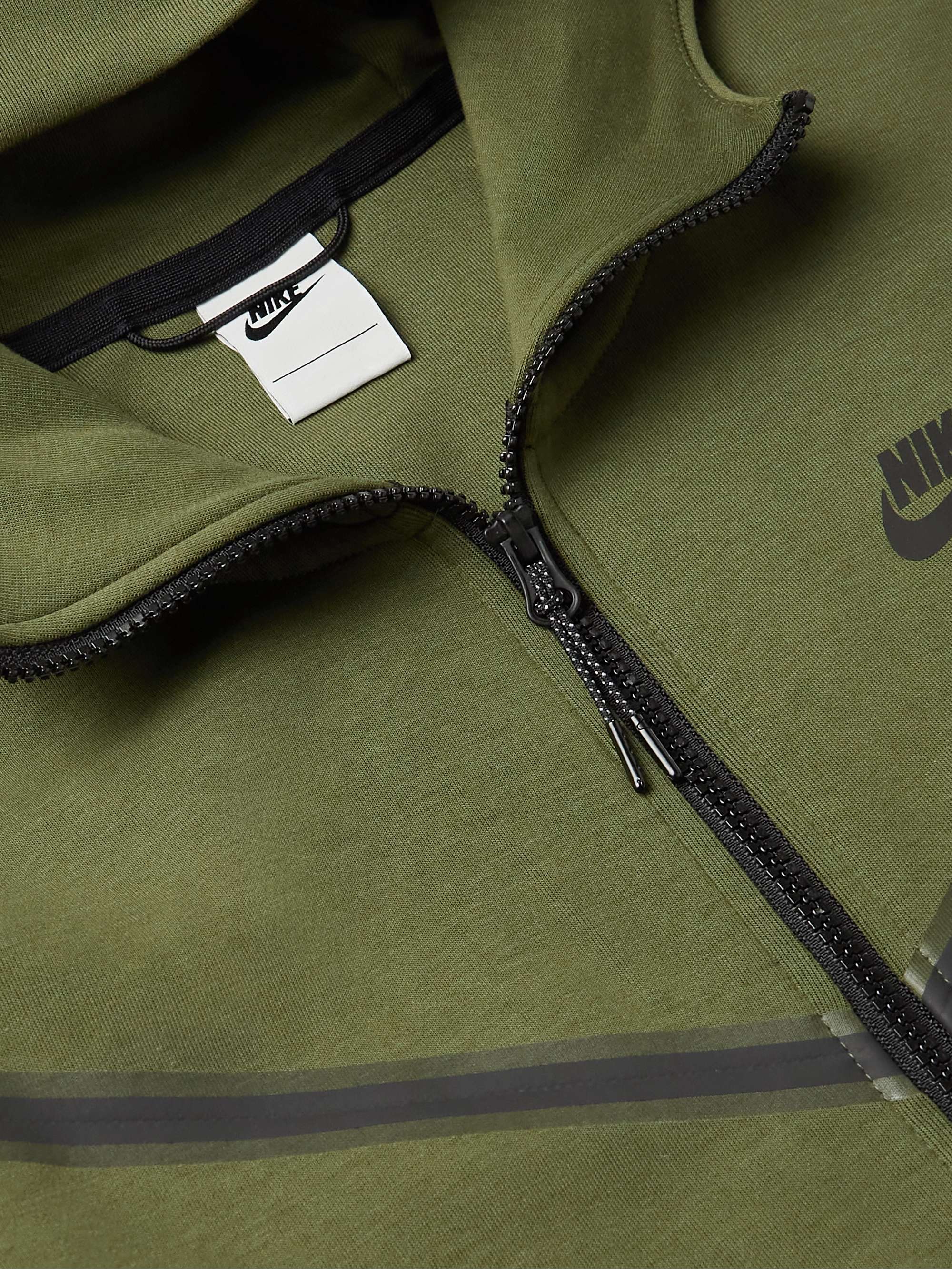 NIKE Sportswear Logo-Print Cotton-Blend Tech-Fleece Zip-Up Hoodie