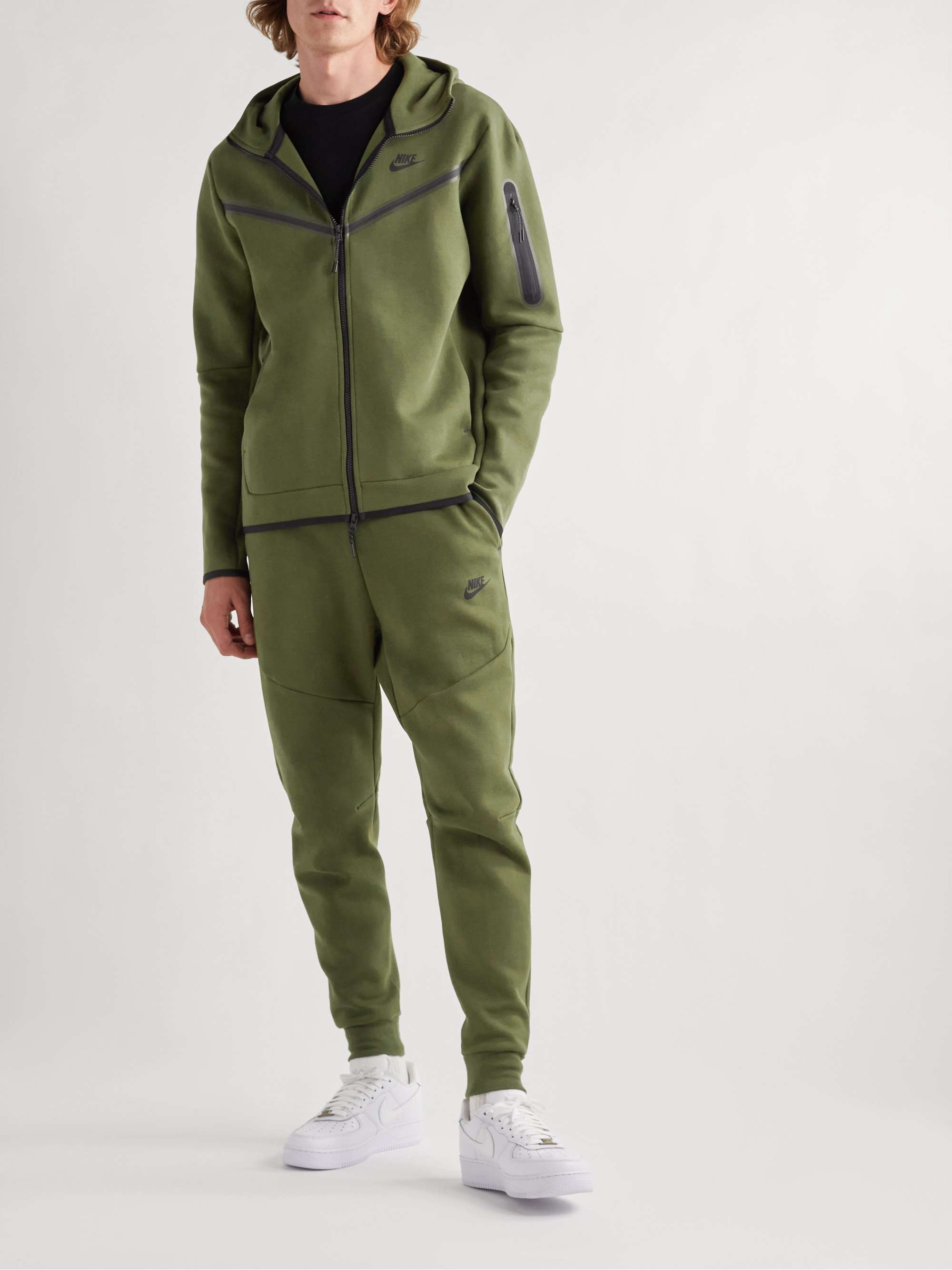 NIKE Sportswear Logo-Print Cotton-Blend Tech-Fleece Zip-Up Hoodie