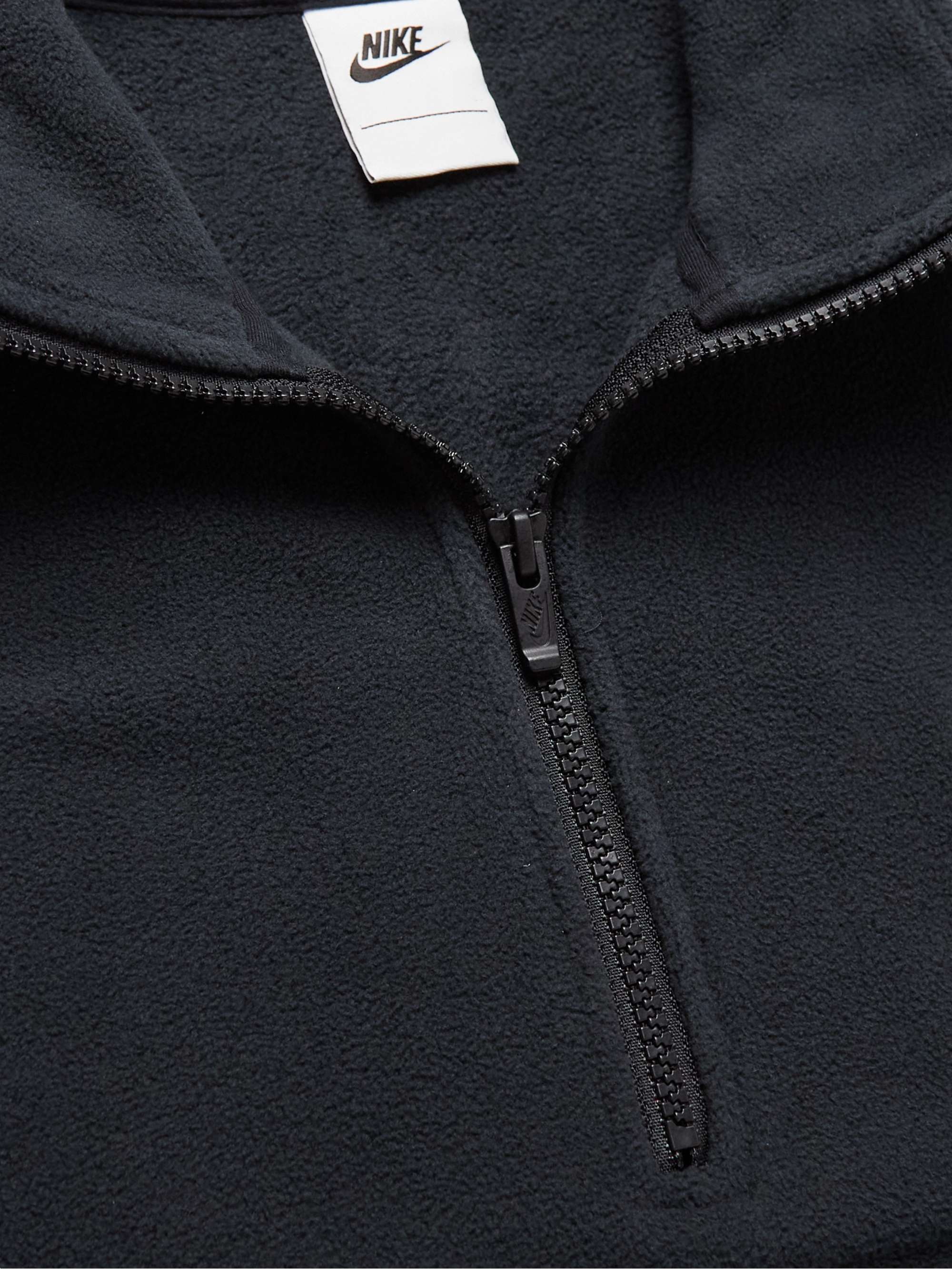 NIKE Logo-Embroidered Shell-Trimmed Fleece Half-Zip Sweatshirt