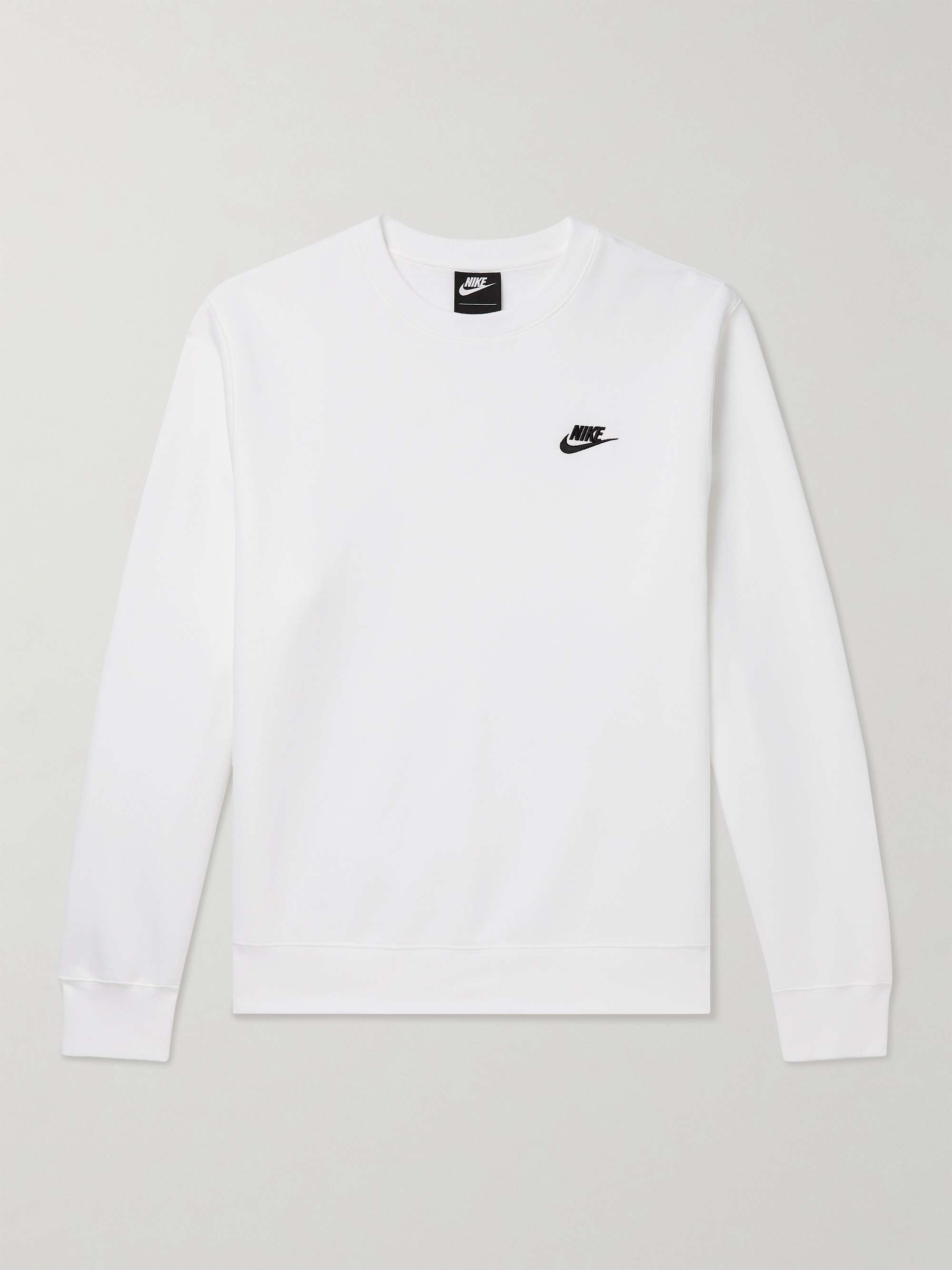 나이키 스웻셔츠 Nike NSW Logo-Embroidered Cotton-Blend Jersey Sweatshirt,White