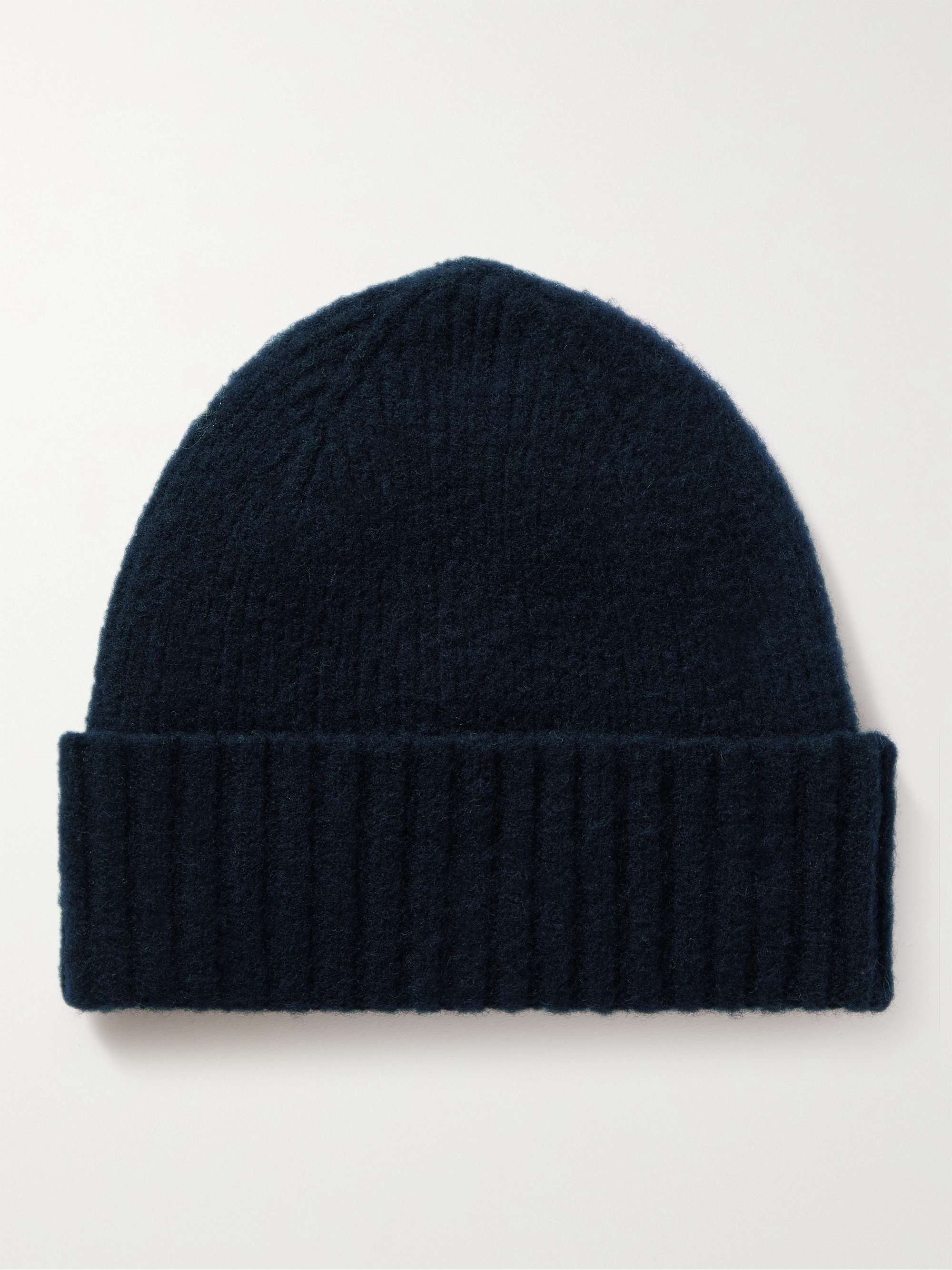 MR P. Ribbed Brushed-Lambswool Beanie