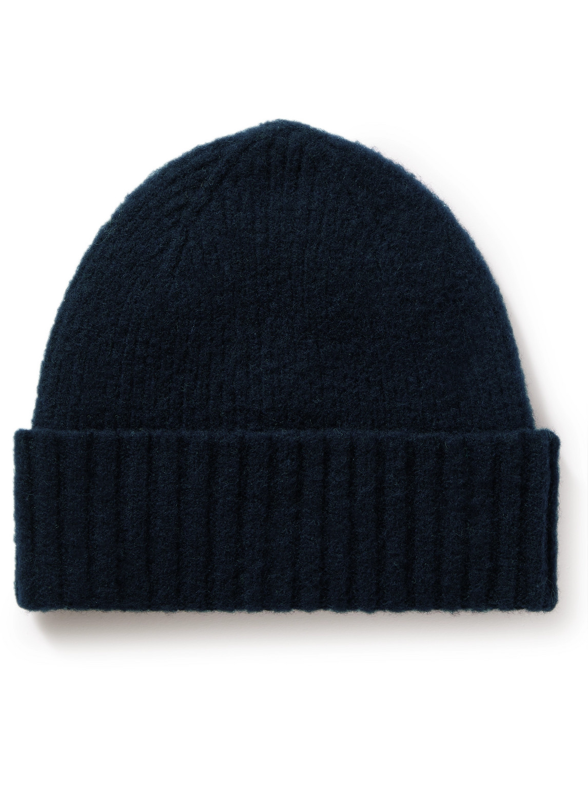 Mr P Ribbed Brushed-lambswool Beanie In Blue