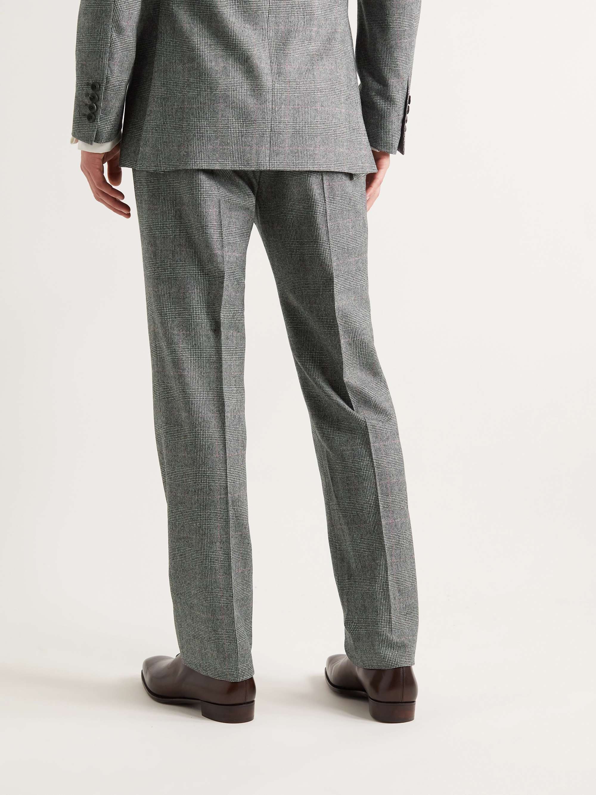 KINGSMAN Eggsy Straight-Leg Prince of Wales Checked Wool Suit Trousers