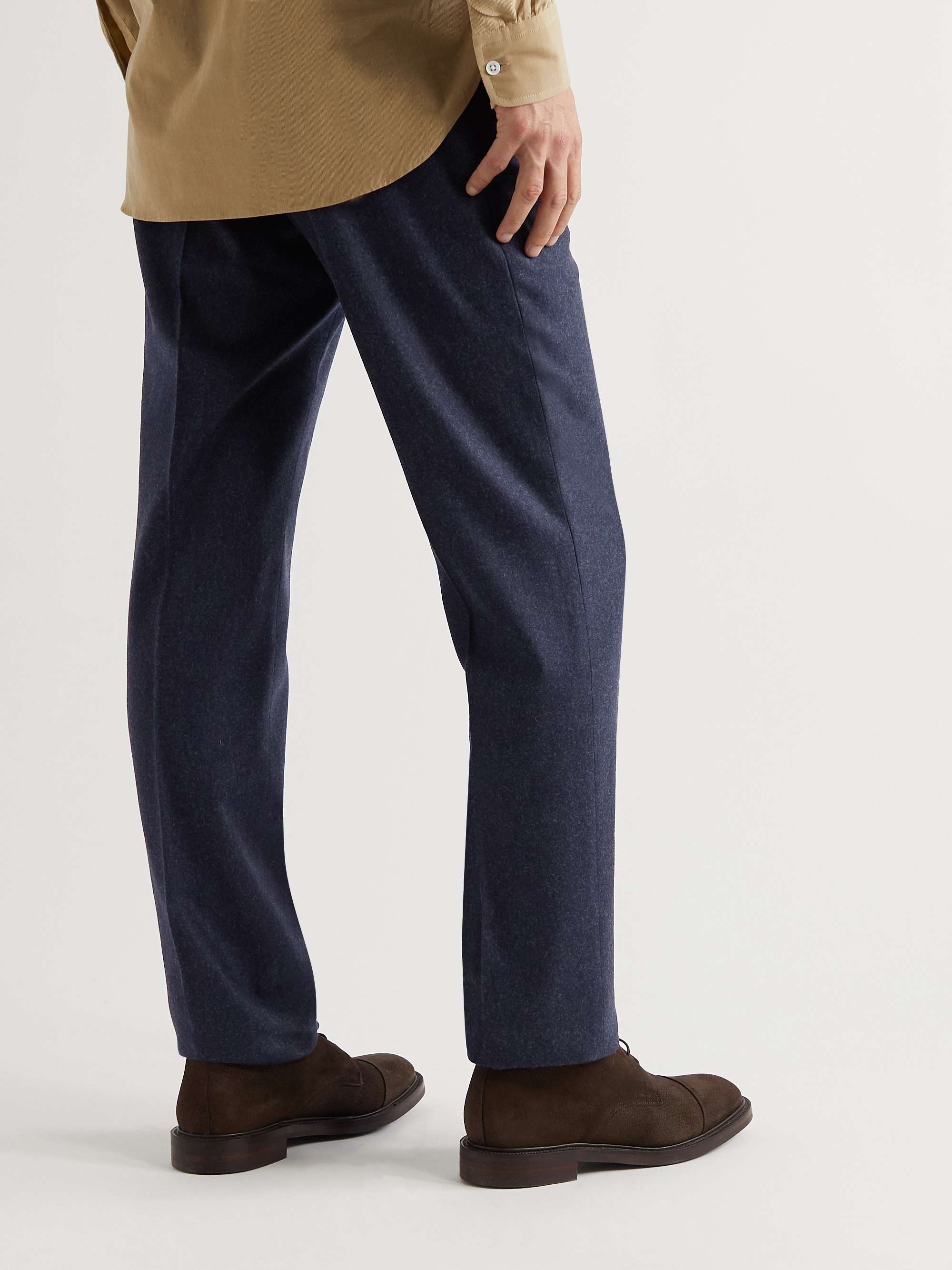 KINGSMAN Eggsy Straight-Leg Pleated Wool-Flannel Suit Trousers