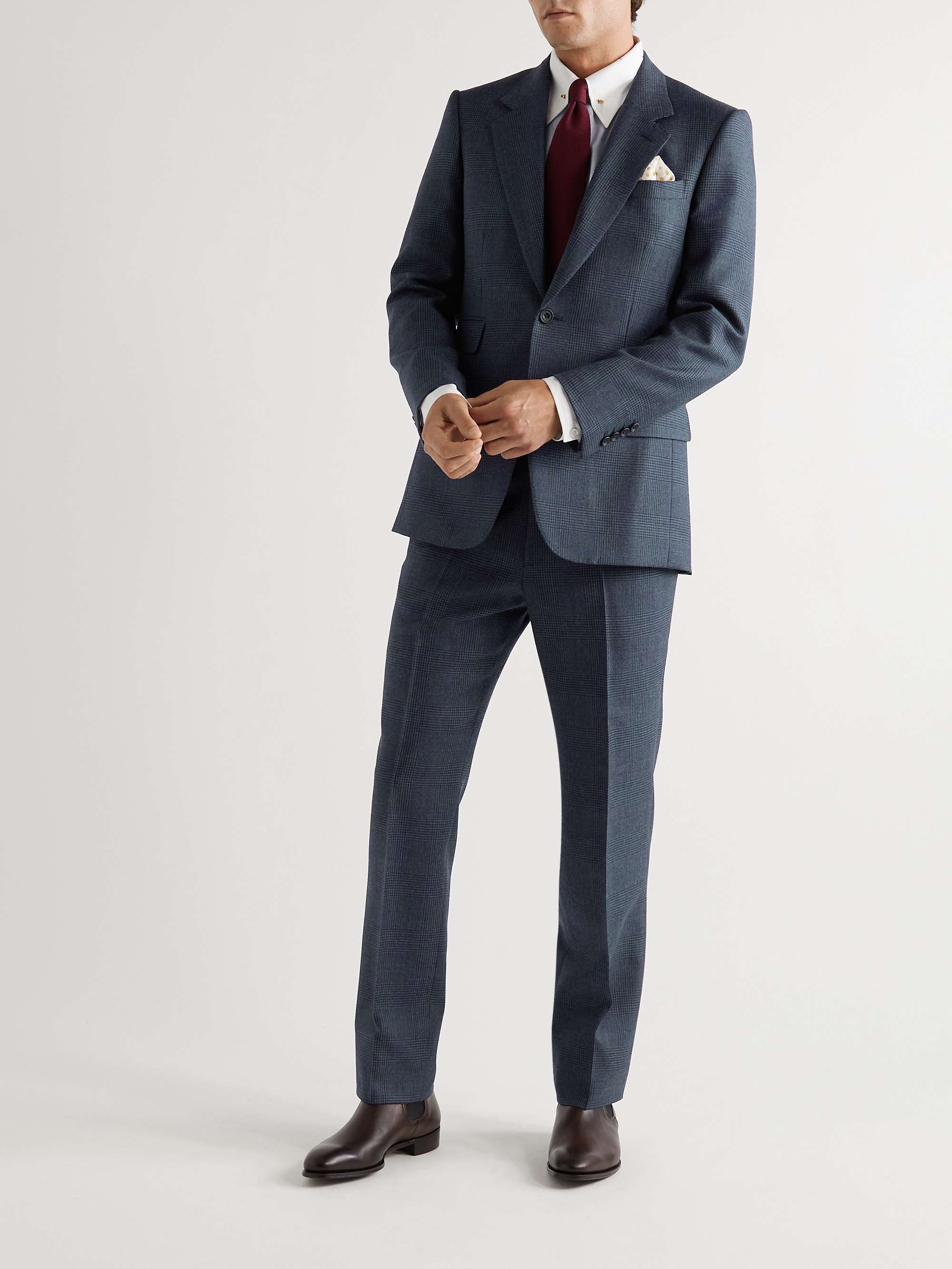 KINGSMAN Eggsy Straight-Leg Prince of Wales Checked Wool Suit Trousers