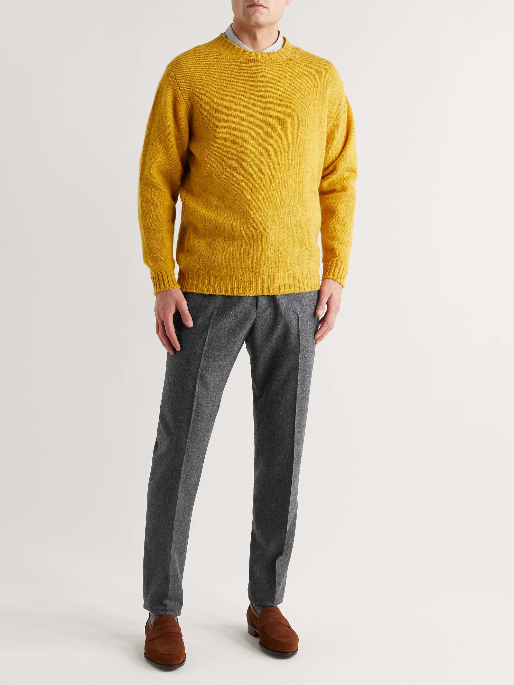 KINGSMAN Straight-Leg Wool-Flannel Drawstring Trousers