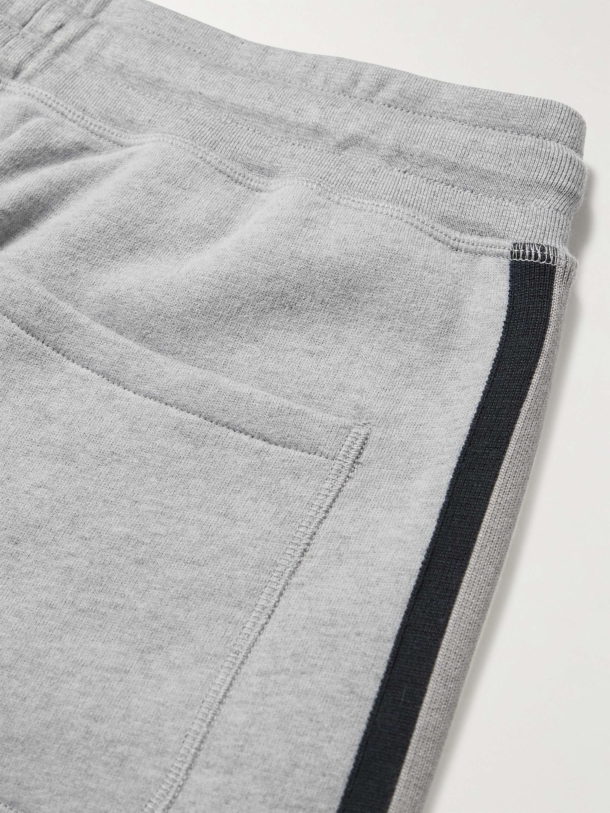 KINGSMAN Tapered Striped Cotton and Cashmere-Blend Jersey Sweatpants