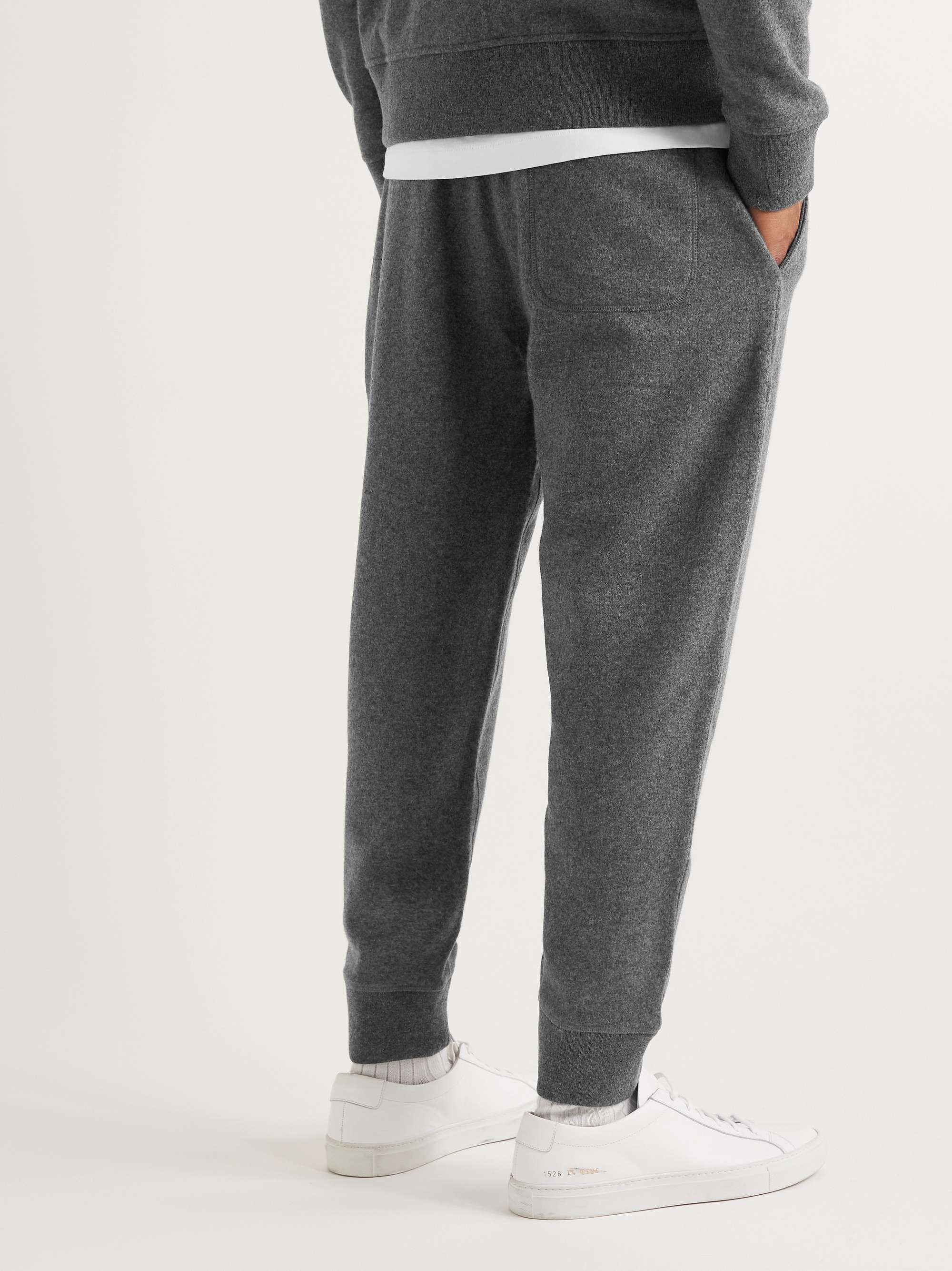 KINGSMAN Slim-Fit Logo-Embroidered Brushed Cashmere Sweatpants