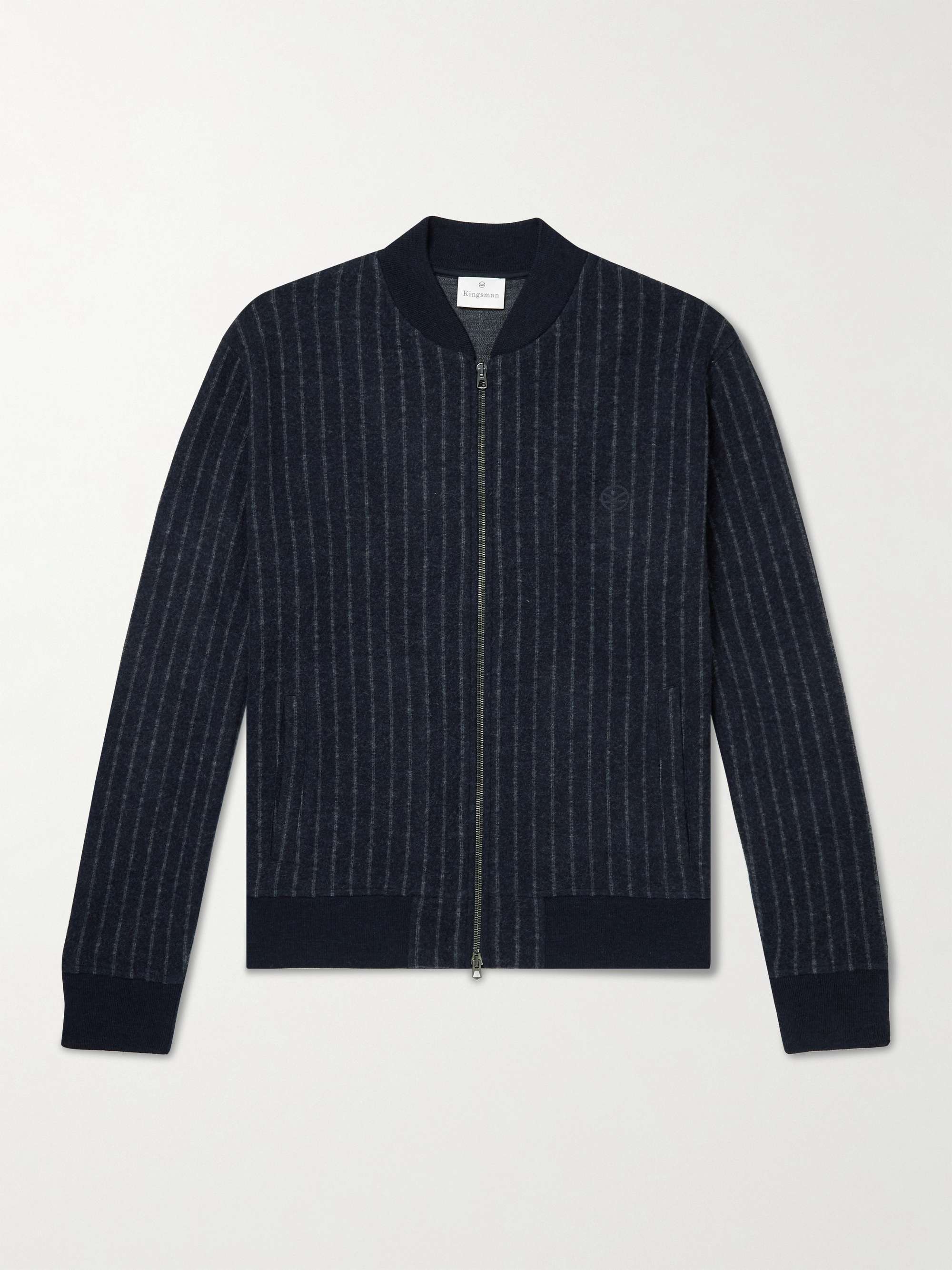 KINGSMAN Striped Brushed Wool-Jersey Jacket