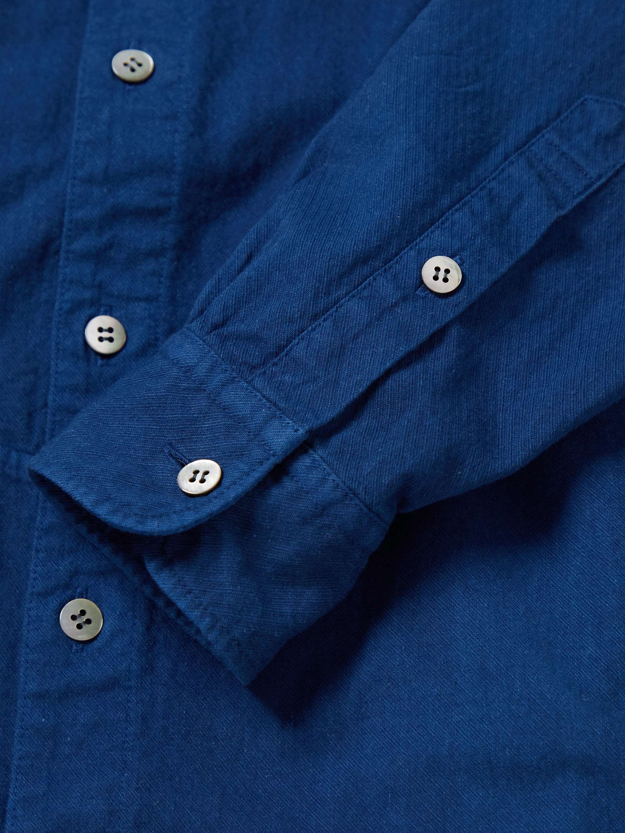 BLUE BLUE JAPAN Indigo-Dyed Panelled Cotton and Cotton-Blend Shirt