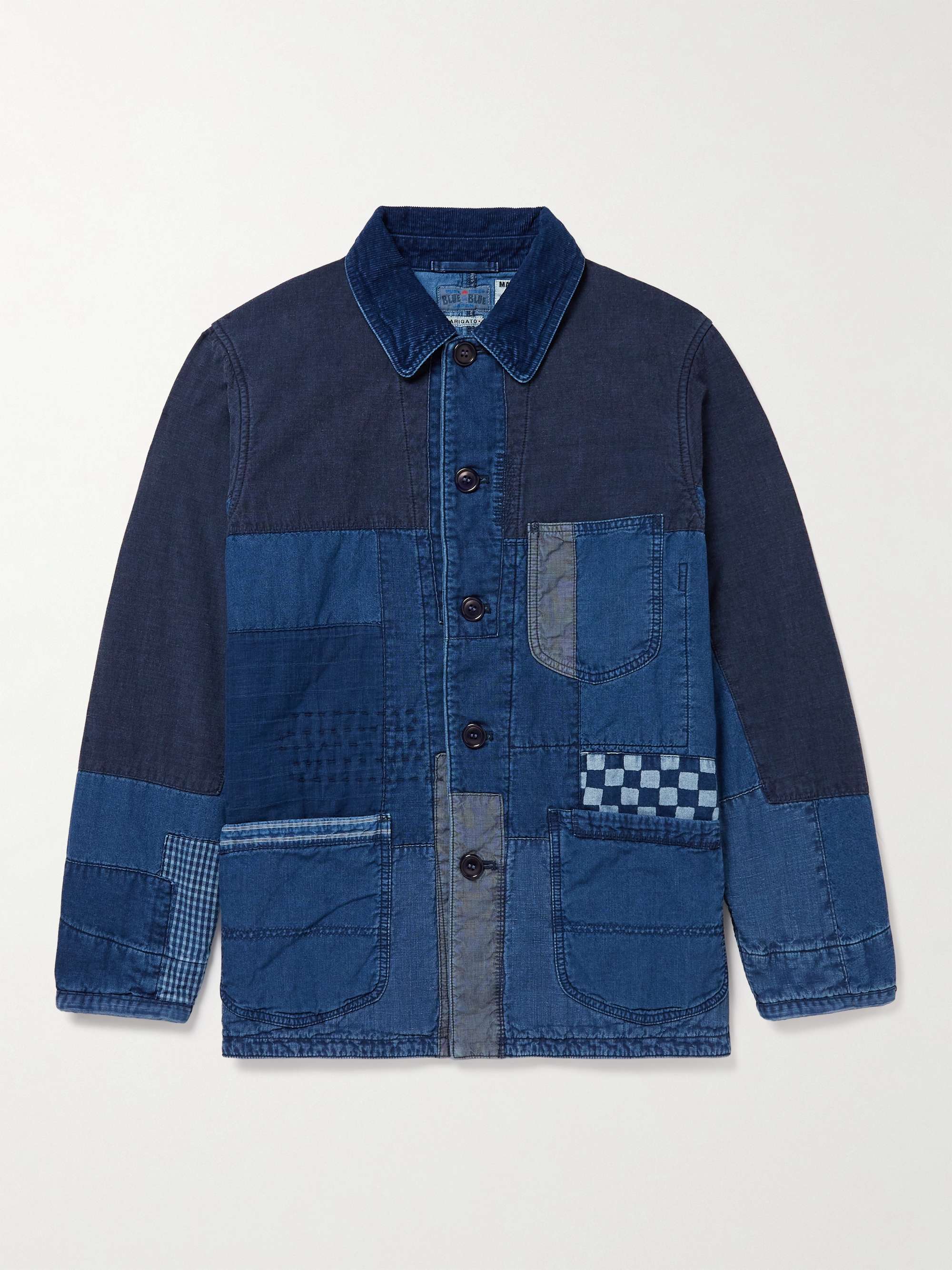 BLUE BLUE JAPAN Corduroy-Trimmed Patchwork Padded Denim Jacket