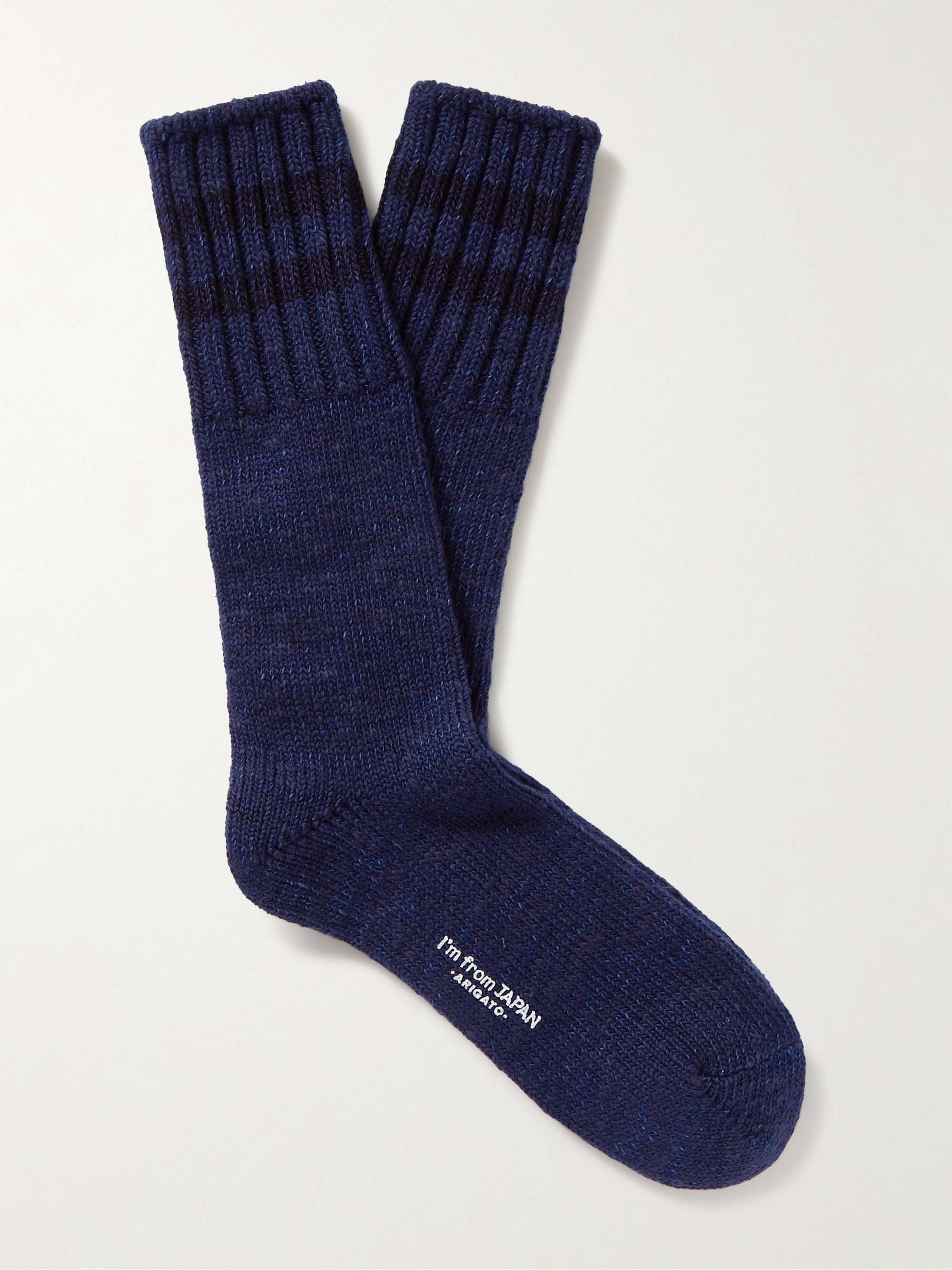 BLUE BLUE JAPAN Striped Cotton-Blend Socks