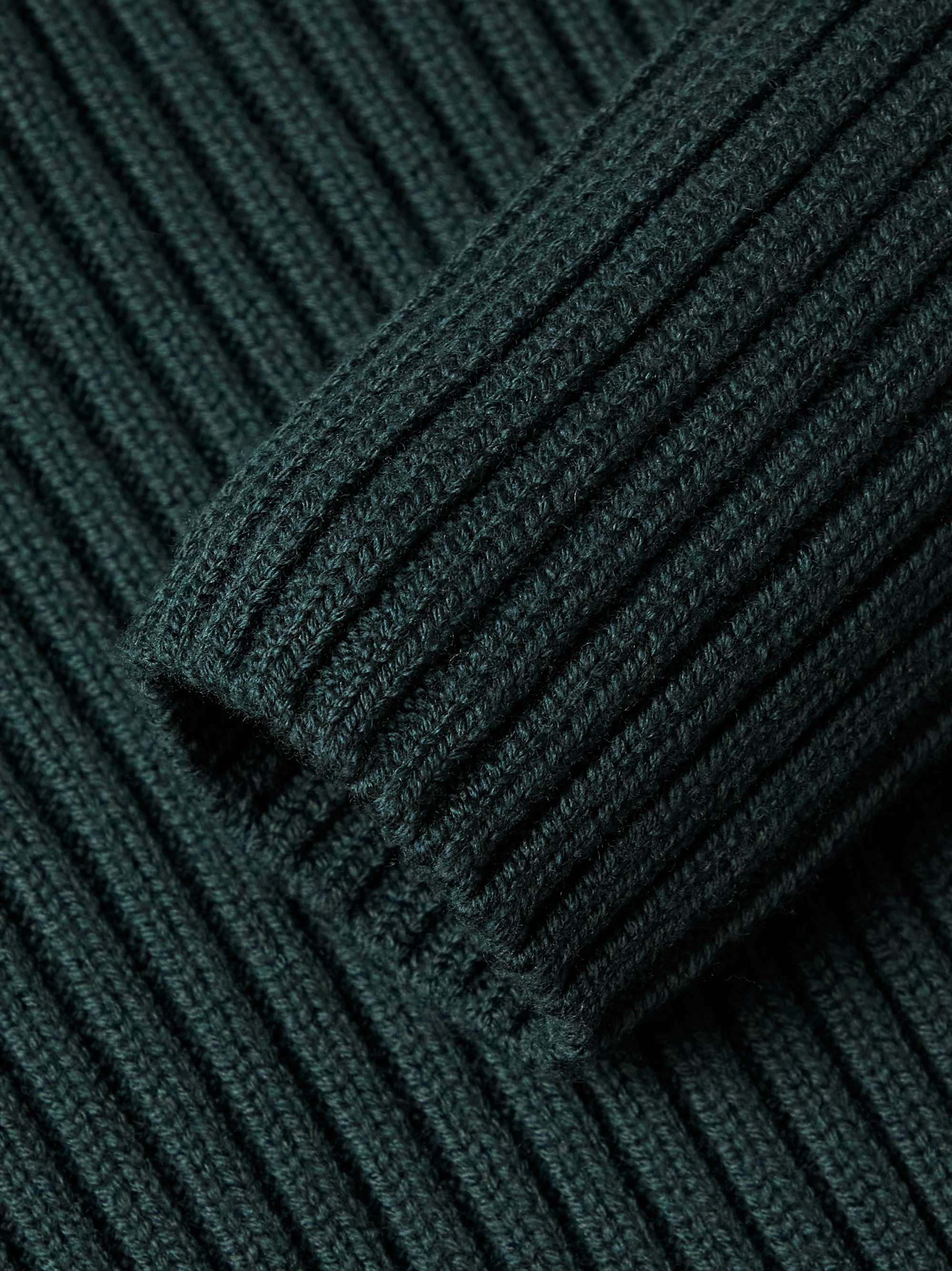 SUNSPEL Ribbed Merino Wool Half-Zip Sweater