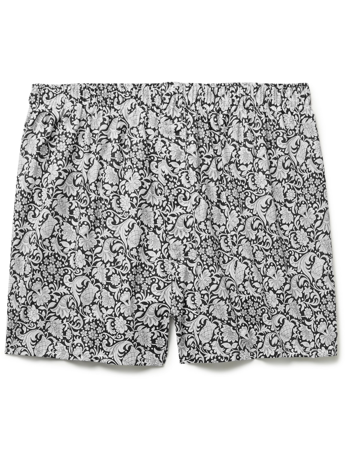 sunspel - printed cotton boxer shorts - men - gray - s