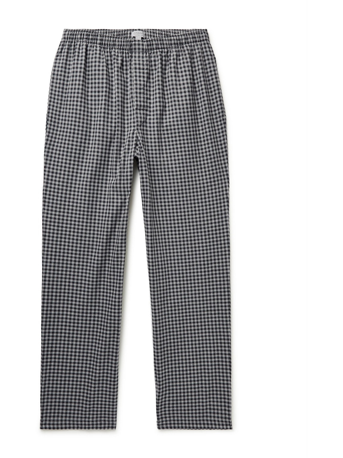 sunspel - checked cotton pyjama trousers - men - gray - s