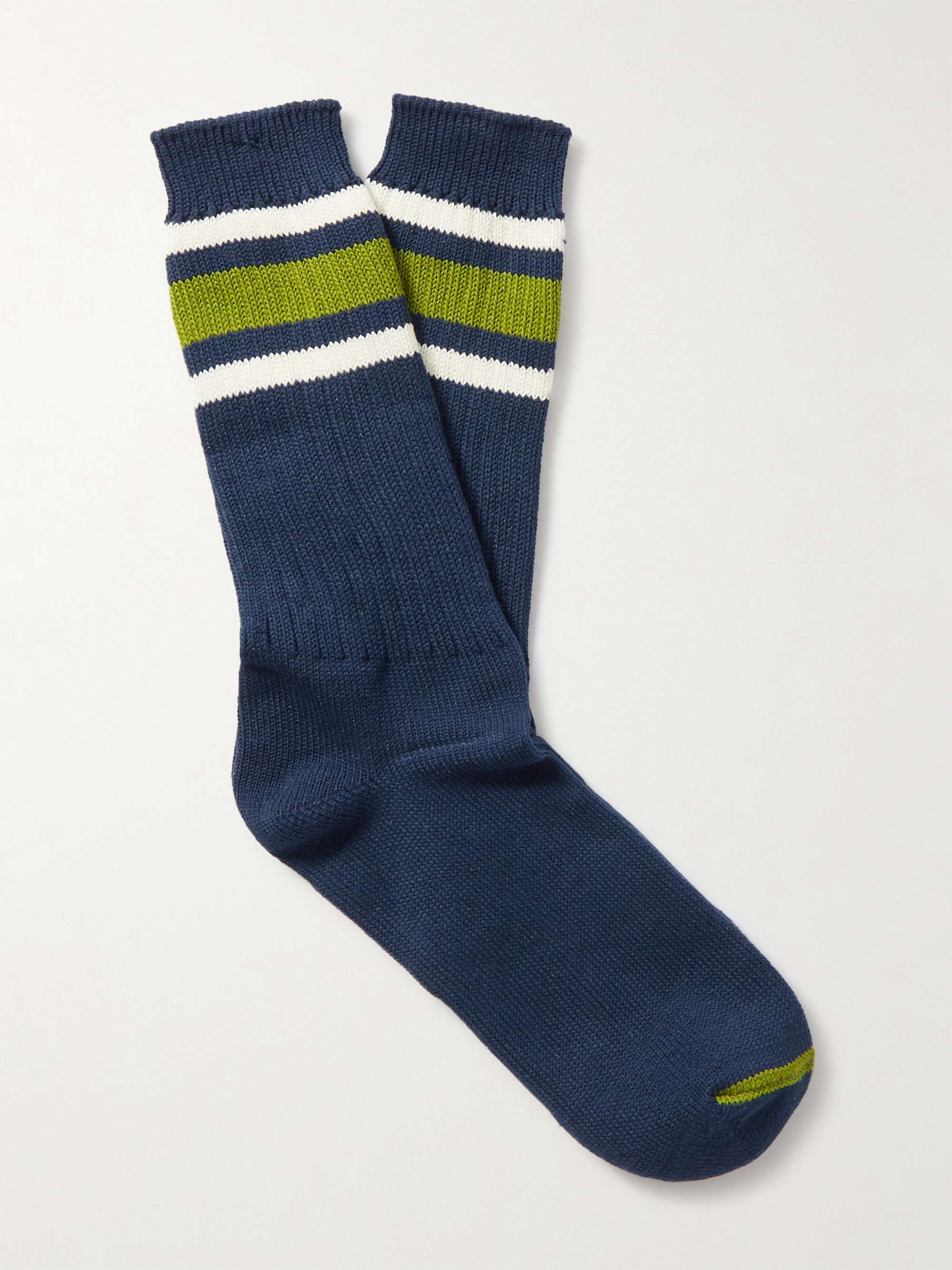 ANONYMOUS ISM Recover Striped Ribbed-Knit Socks