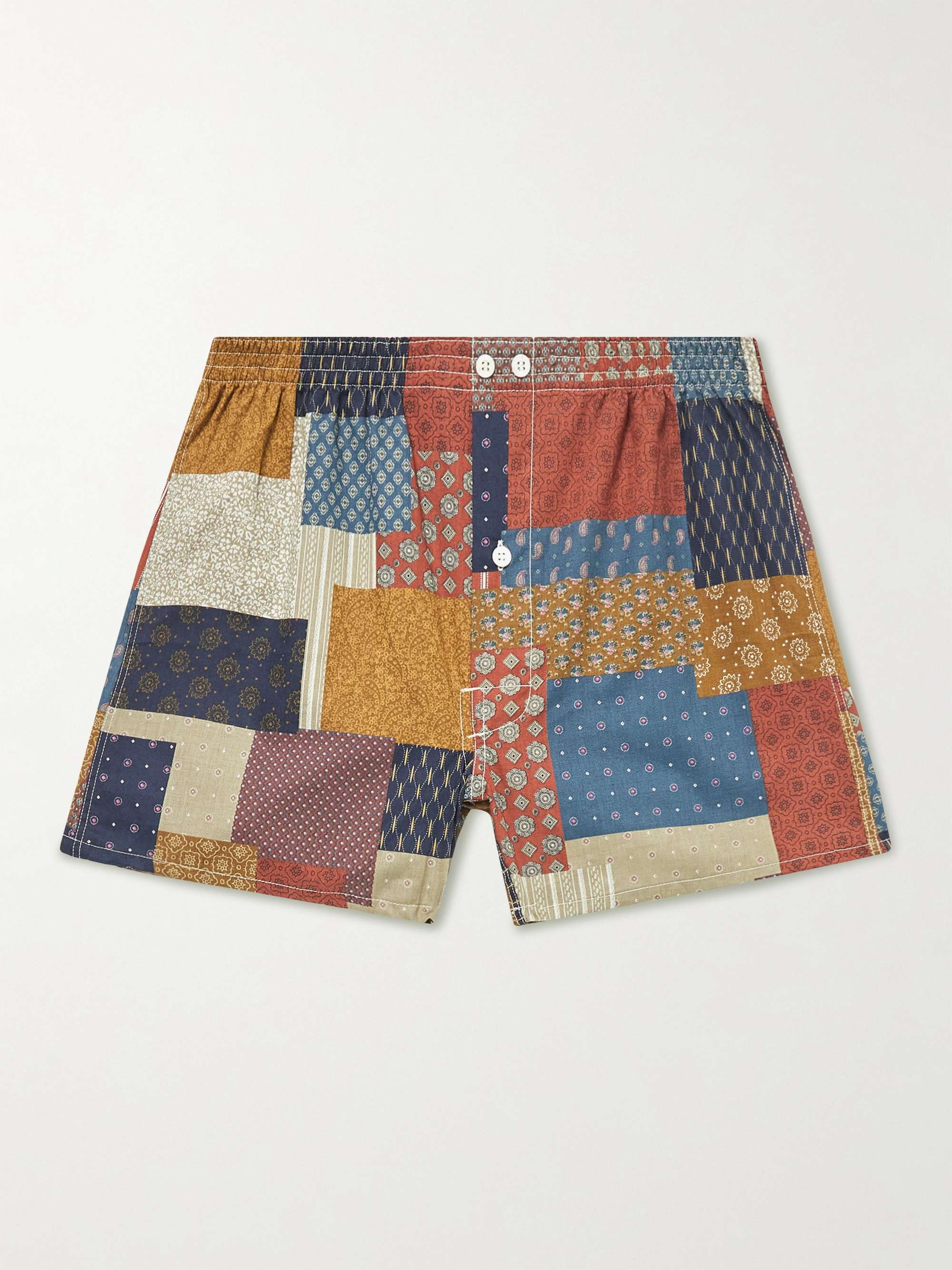 ANONYMOUS ISM Slim-Fit Printed Cotton and Linen-Blend Boxer Shorts