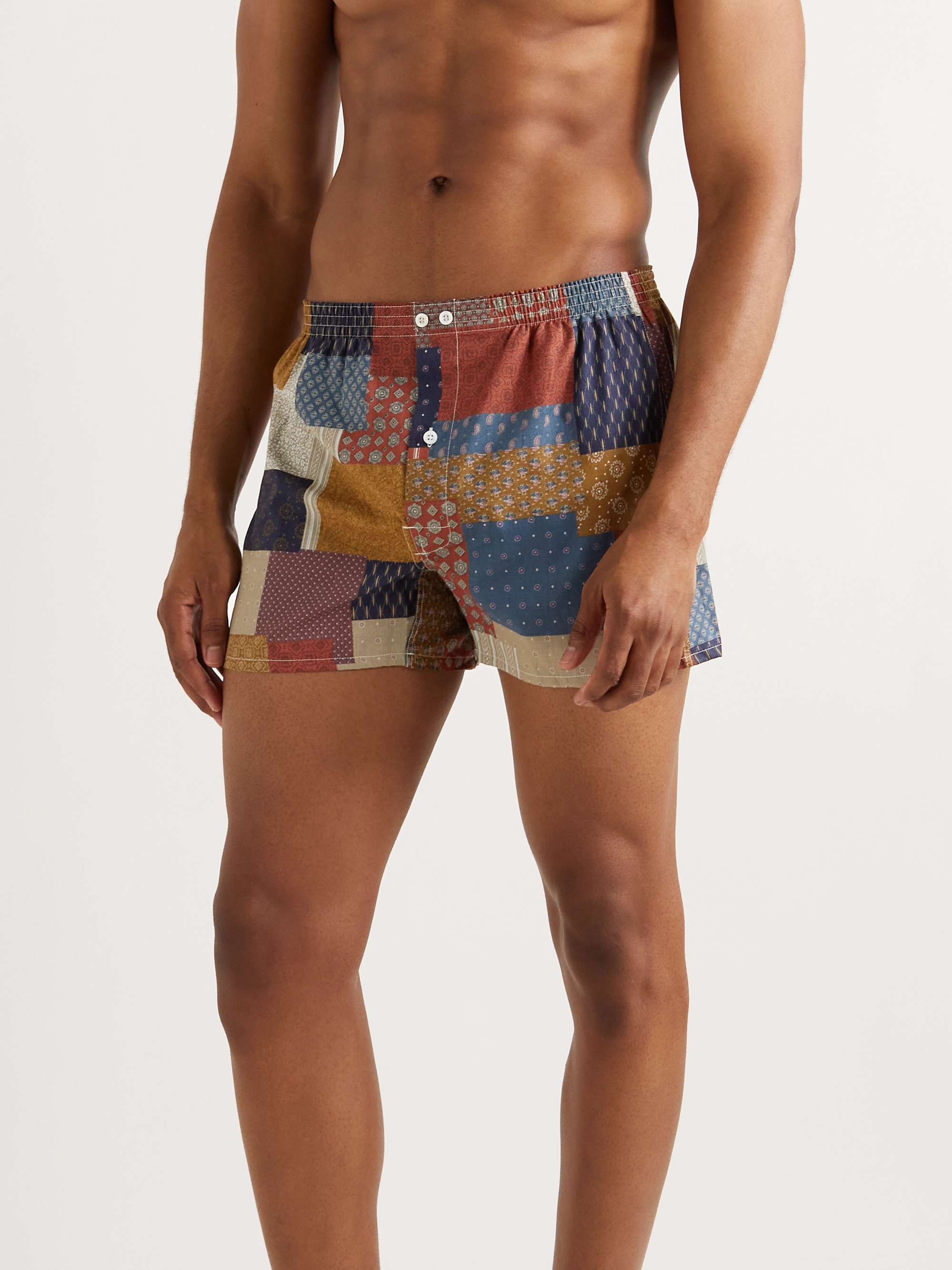 ANONYMOUS ISM Slim-Fit Printed Cotton and Linen-Blend Boxer Shorts