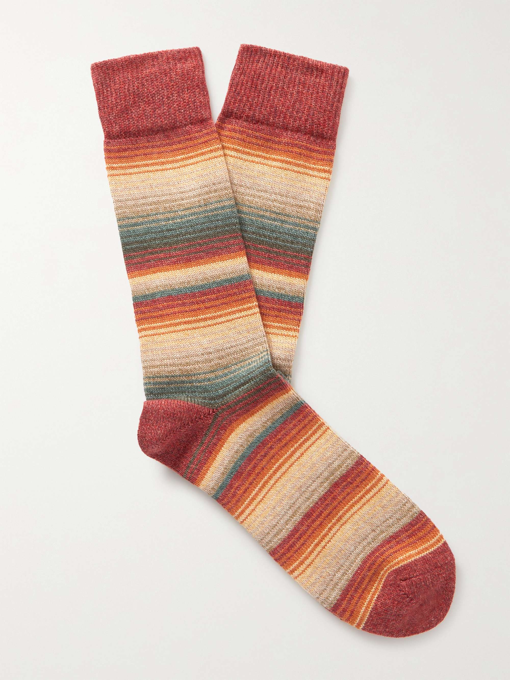 ANONYMOUS ISM Sarape Striped Knitted Socks