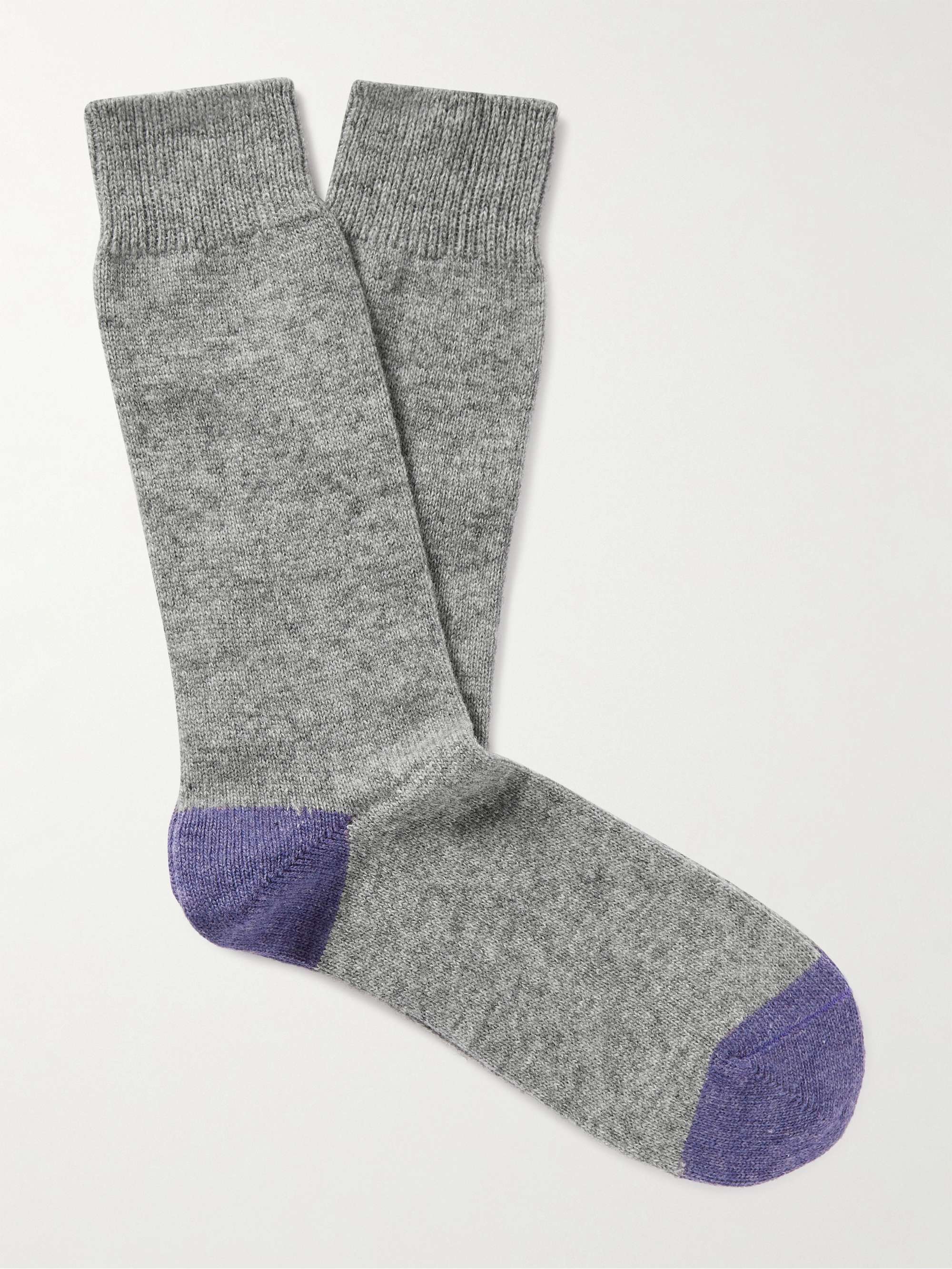 ANONYMOUS ISM Two-Tone Wool-Blend Socks