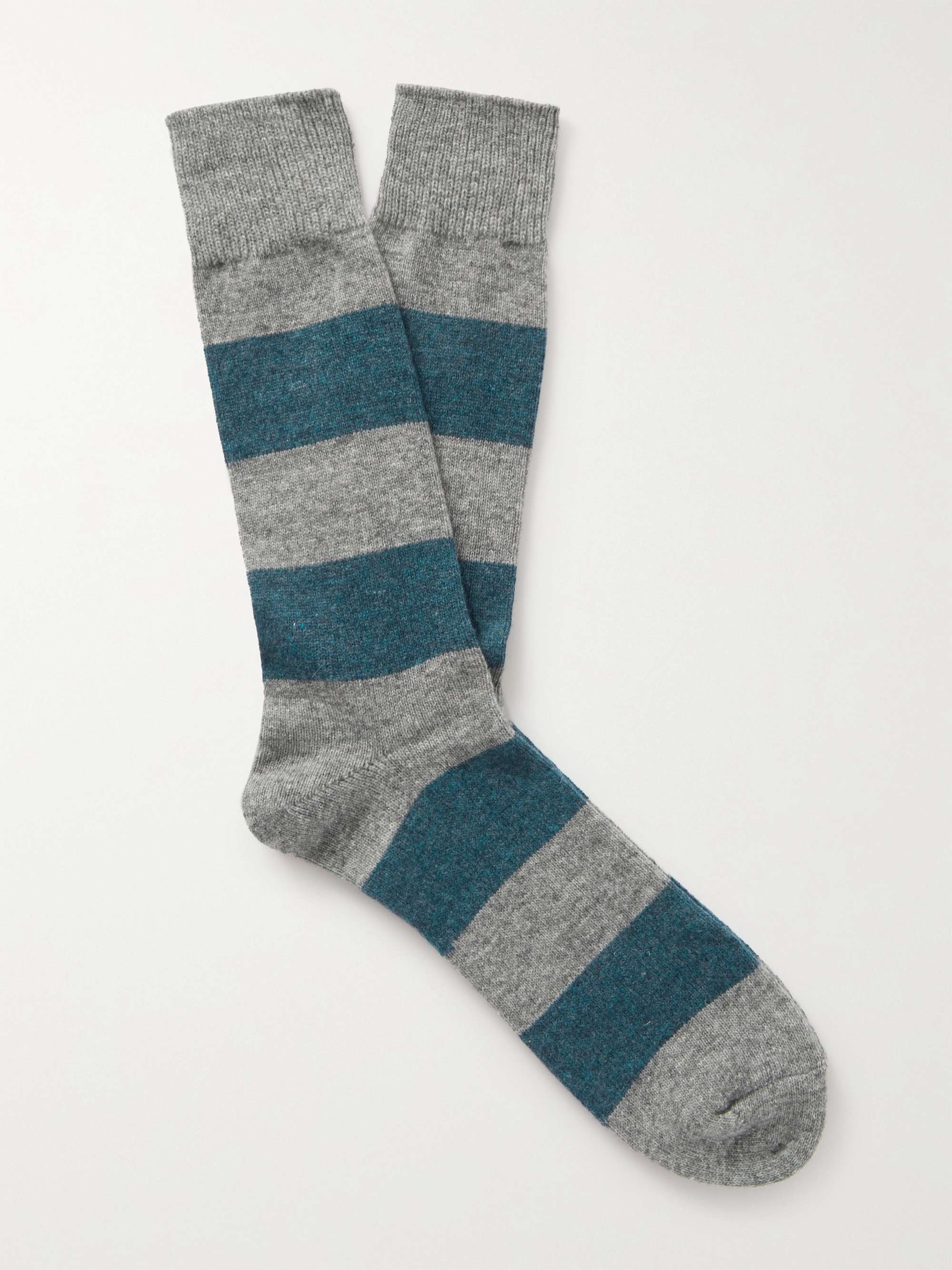 ANONYMOUS ISM Striped Wool-Blend Socks