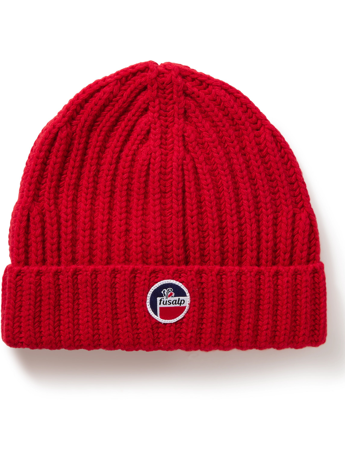 Fusalp Griaz Logo-appliquéd Ribbed Wool And Cashmere-blend Beanie In Red