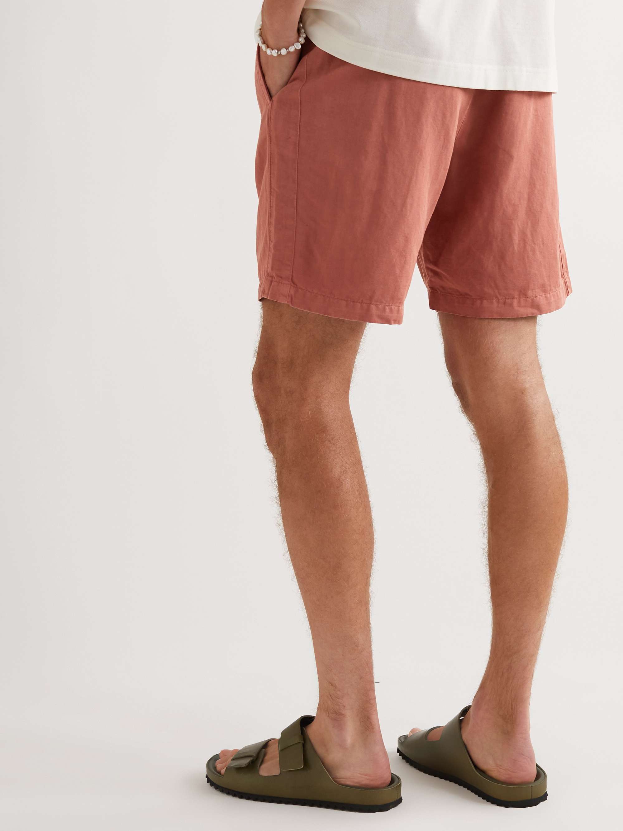 MR P. Straight-Leg Cotton and Linen-Blend Twill Drawstring Shorts