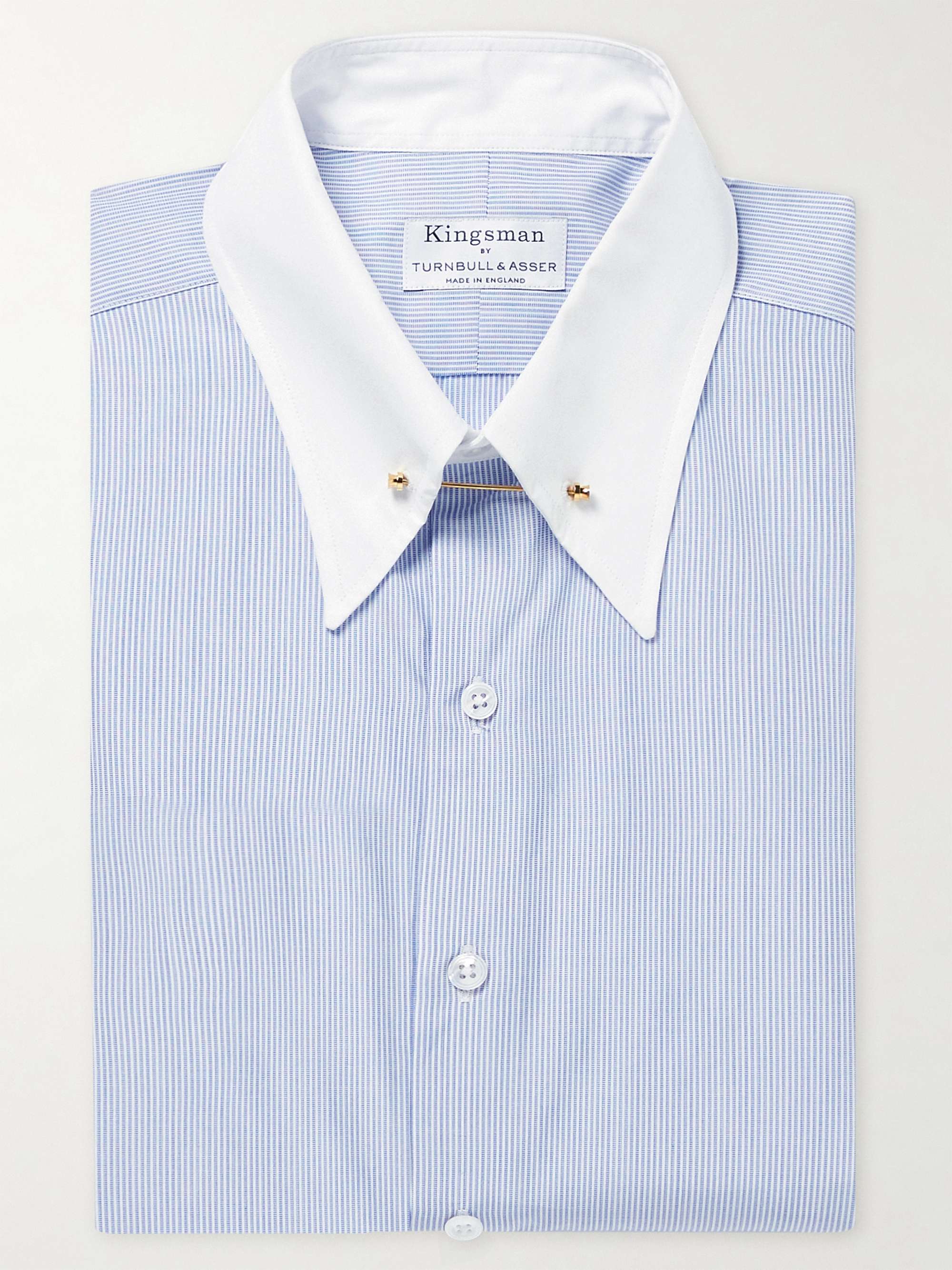 KINGSMAN + Turnbull & Asser Pinned-Collar Striped Cotton Shirt