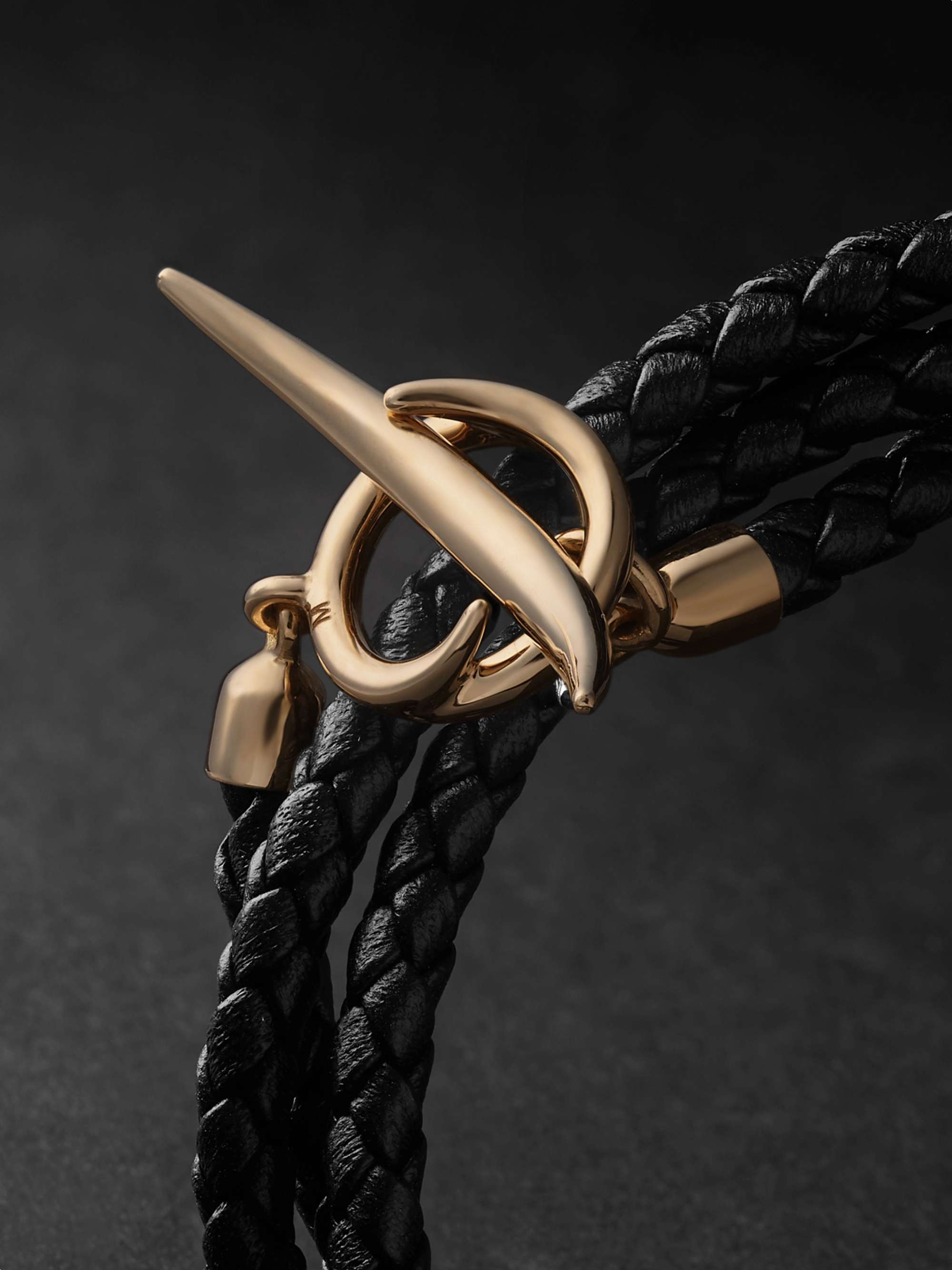 SHAUN LEANE Quill 18-Karat Gold and Braided Leather Bracelet