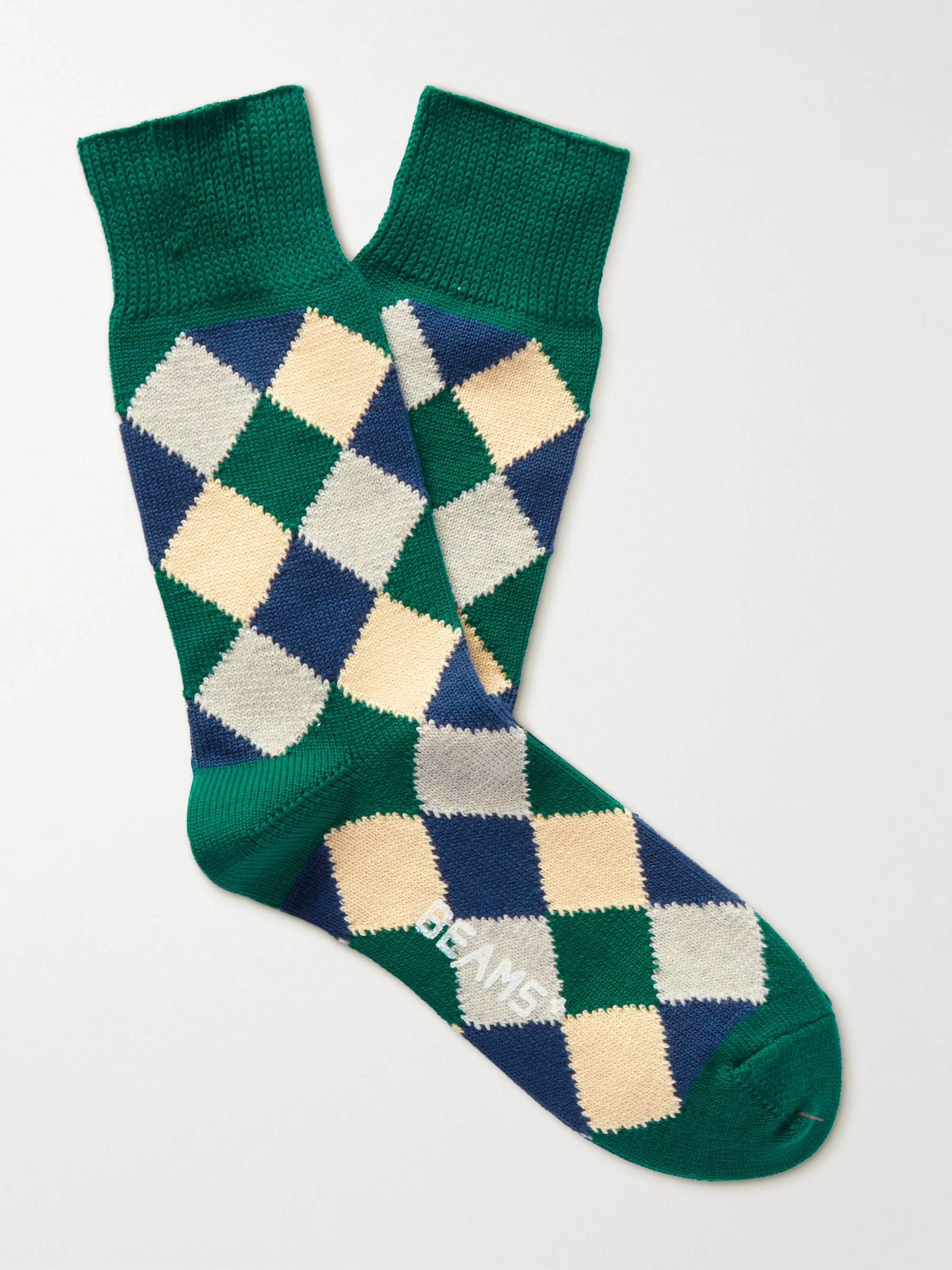 BEAMS PLUS Argyle Cotton-Blend Socks