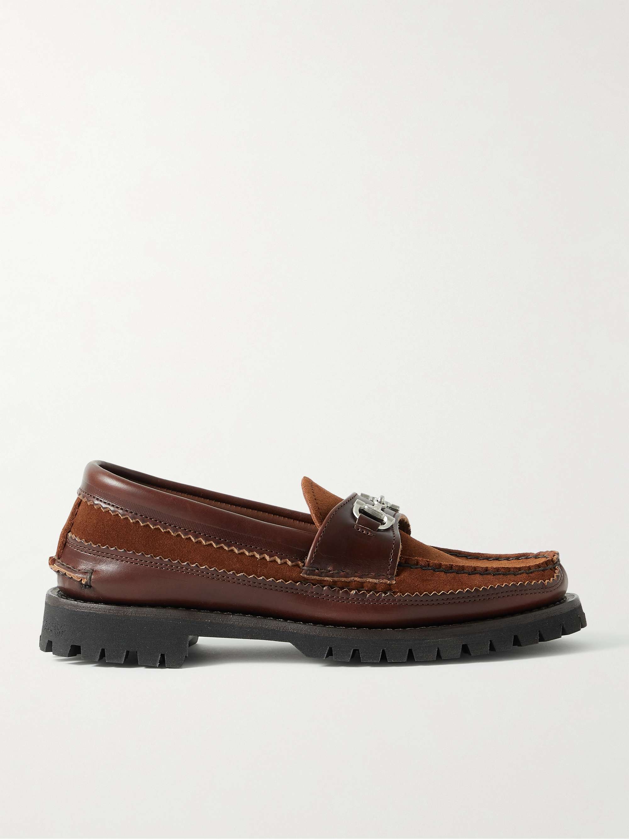 YUKETEN Horsebit Suede and Leather Loafers