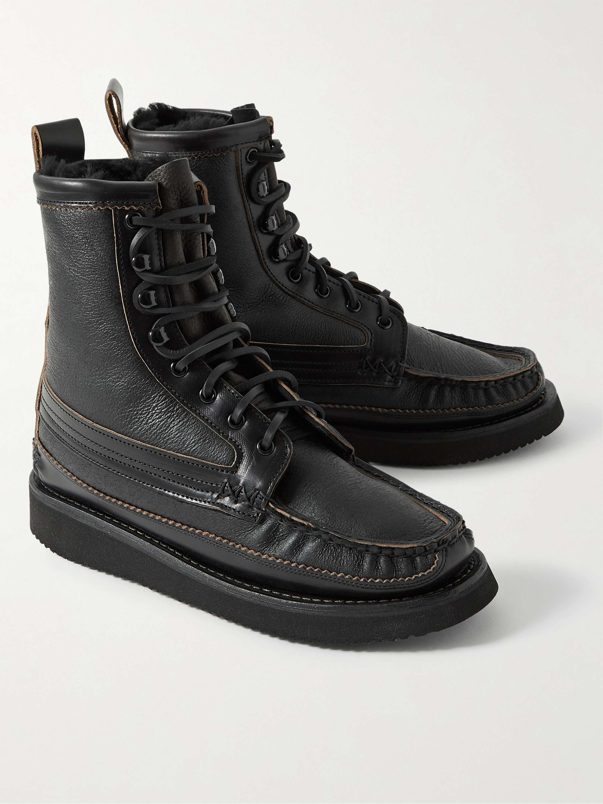 YUKETEN Maine Guide Shearling-Lined Leather Boots