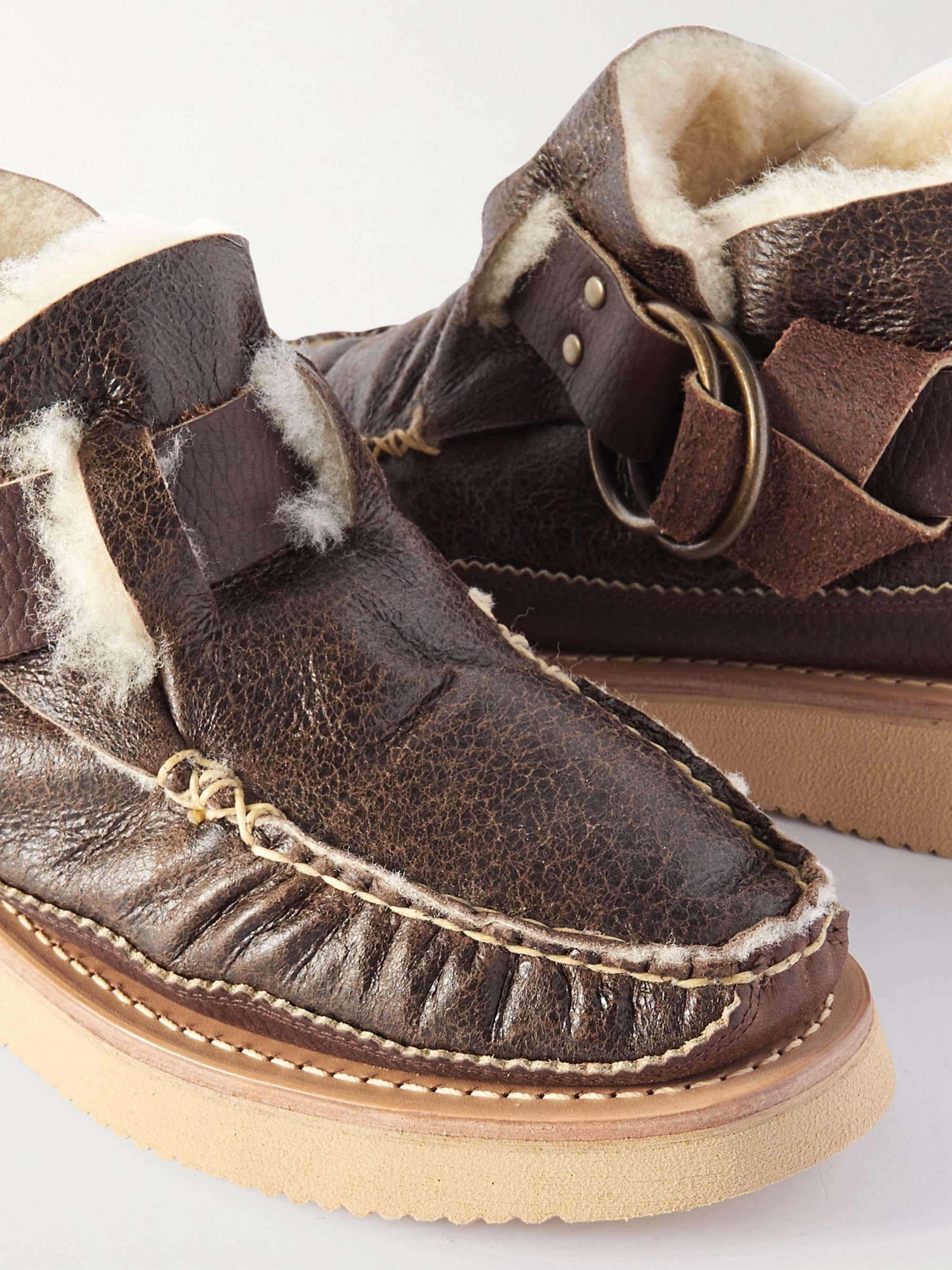 YUKETEN Shearling-Lined Leather Boots