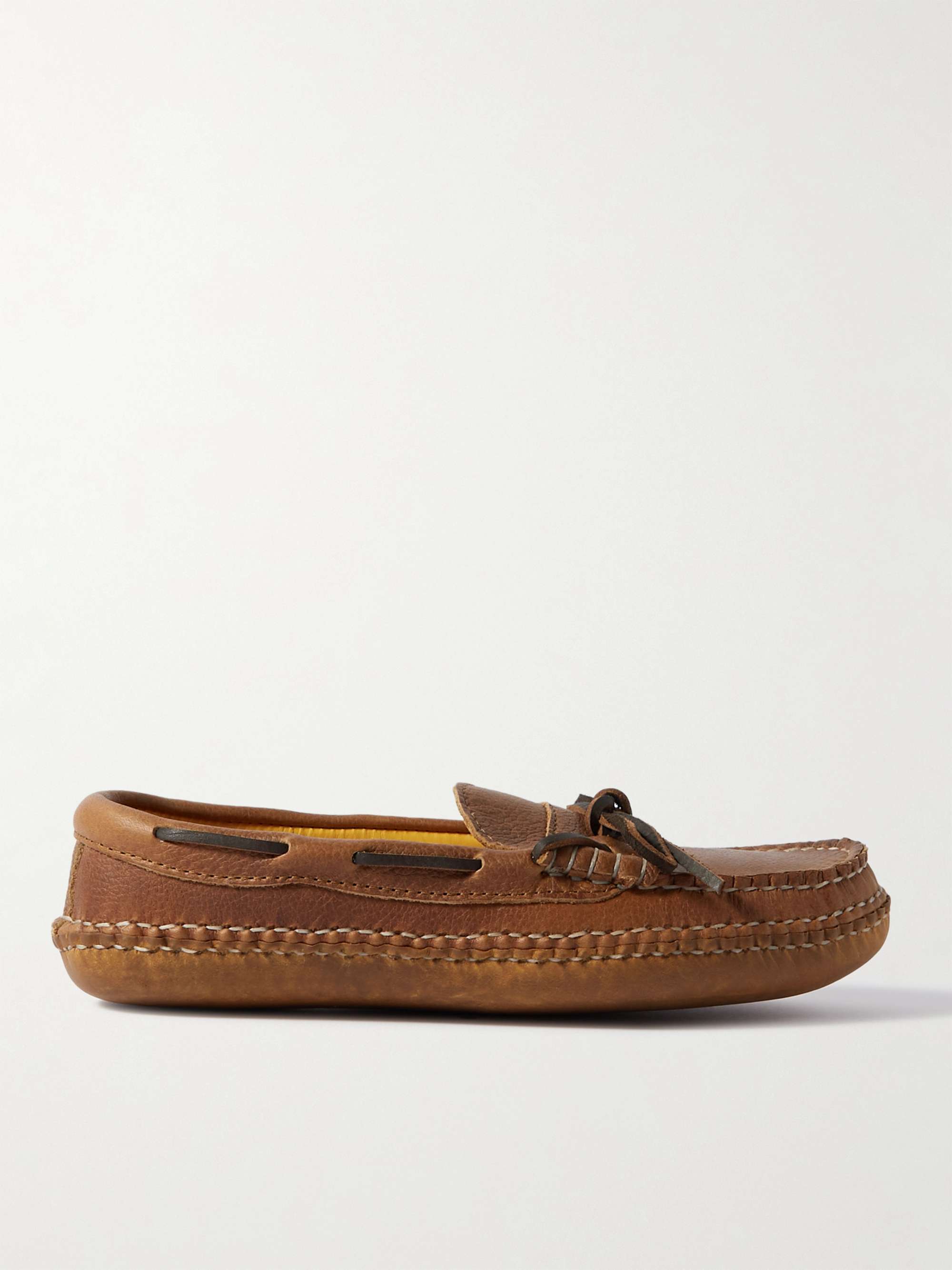 QUODDY Pebble-Grain Leather Slippers
