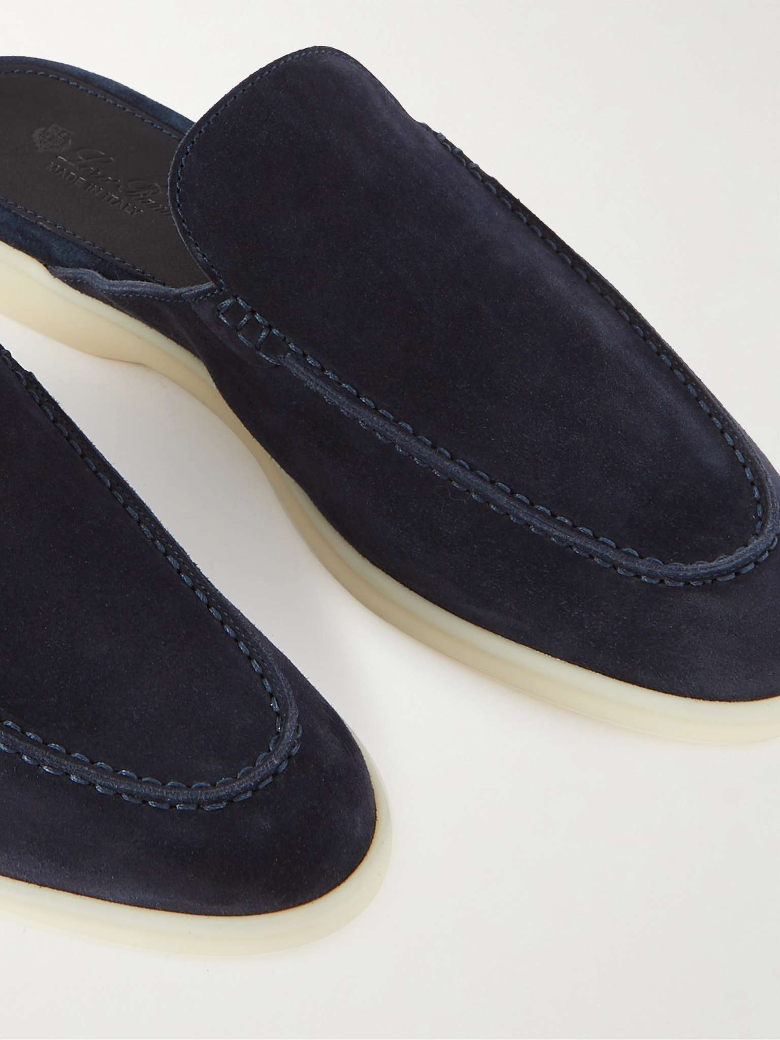 Navy Babouche Walk Suede Backless Loafer | LORO PIANA | MR PORTER
