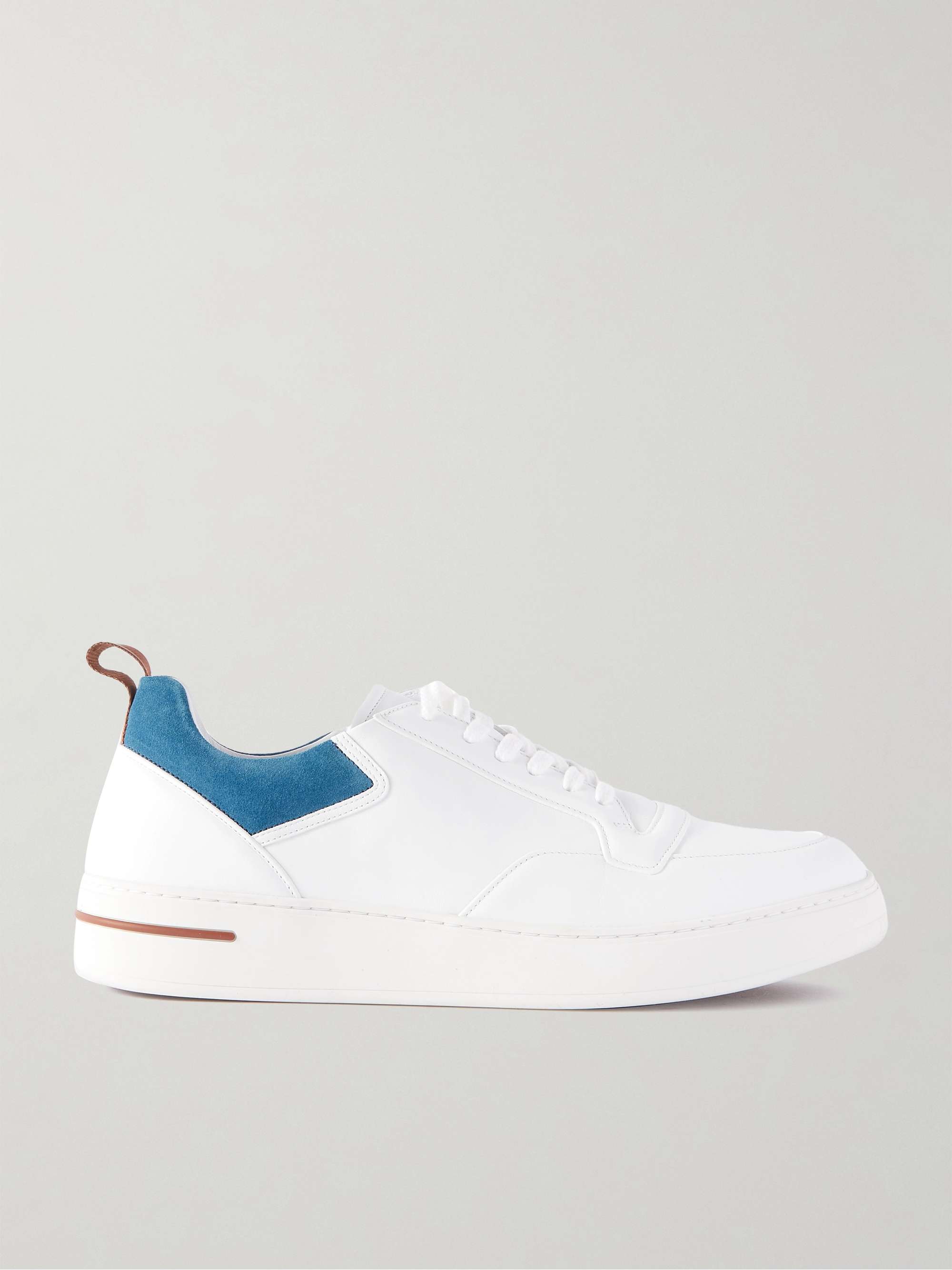 LORO PIANA Newport Suede-Trimmed Leather Sneakers