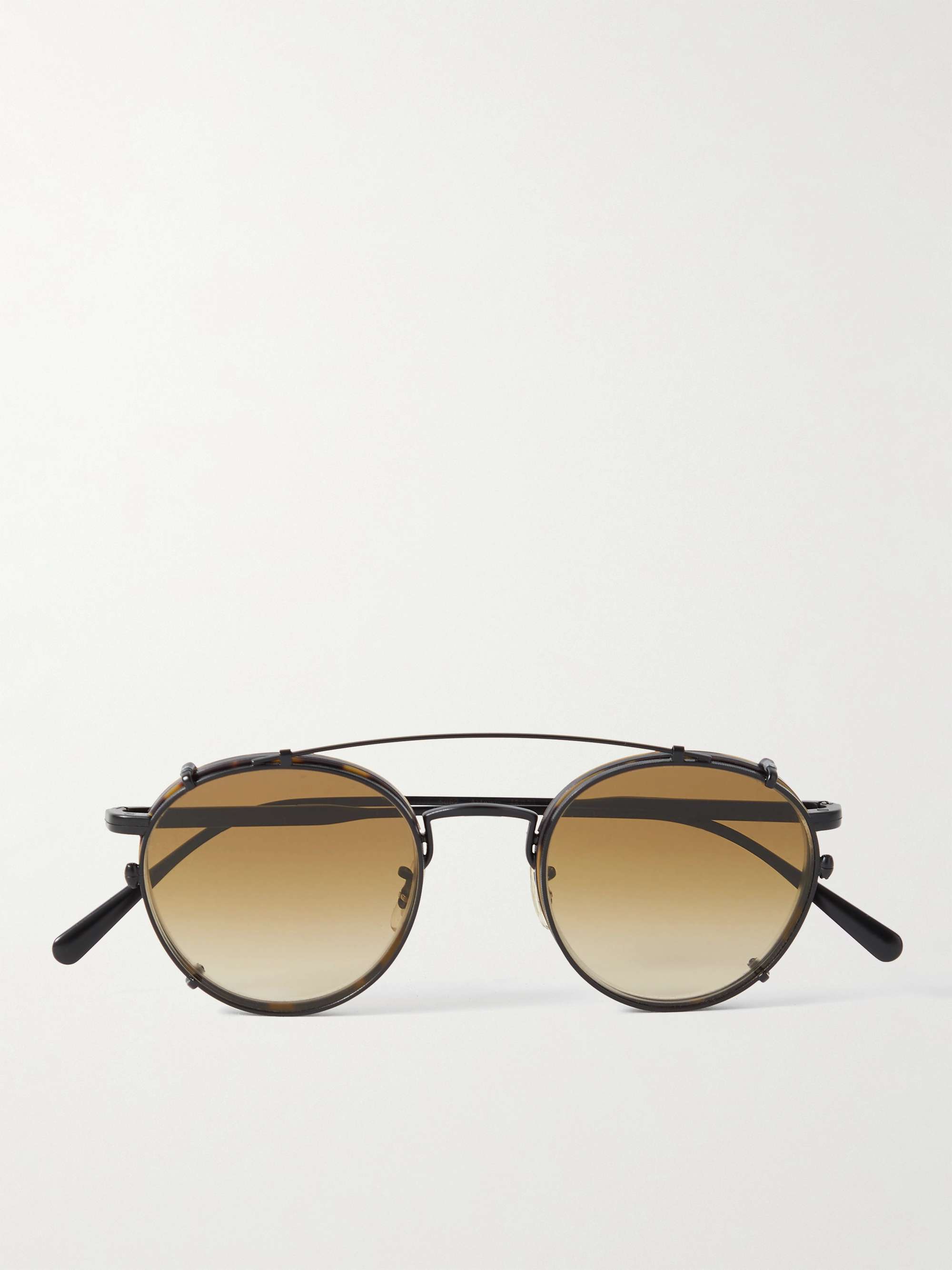 + Oliver Peoples Round-Frame Gunmetal-Tone Sunglasses