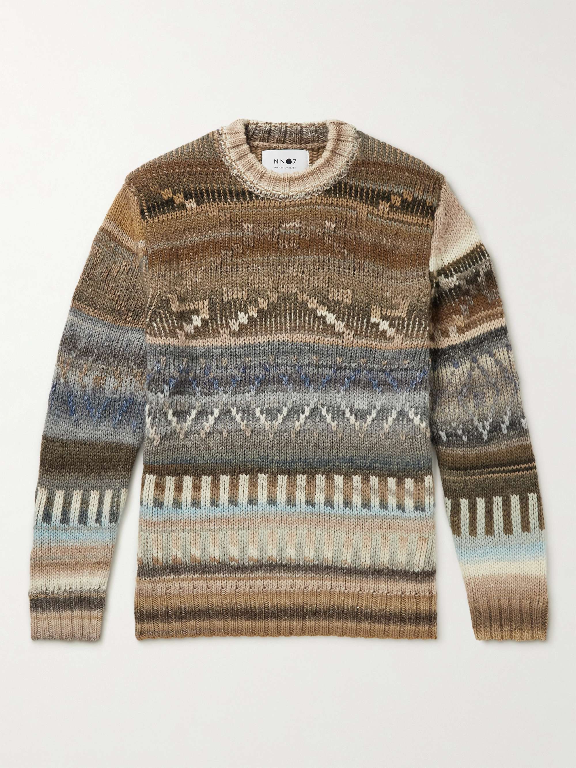 NN07 Chuck Striped Cable-Knit Wool-Blend Sweater