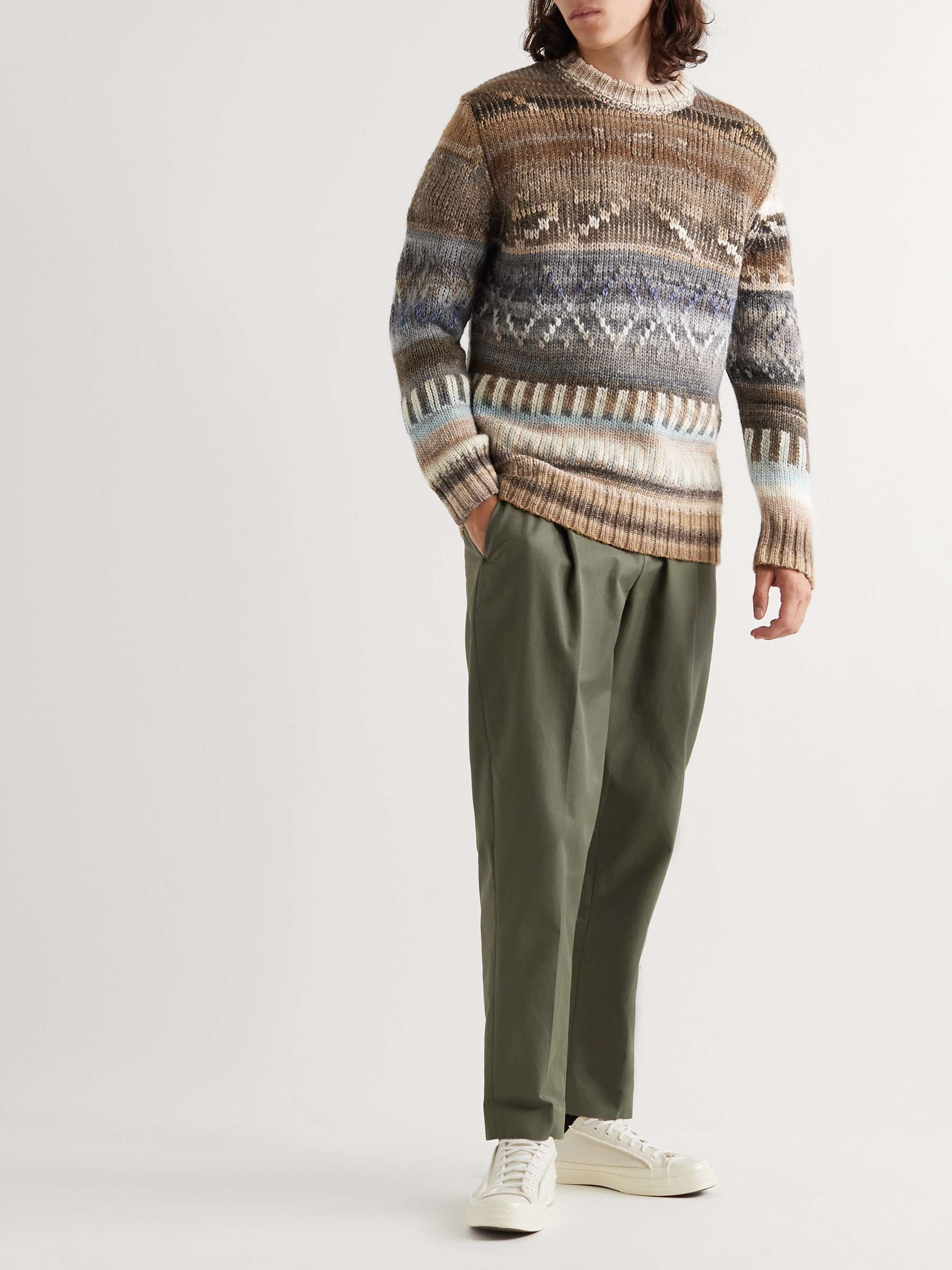 NN07 Chuck Striped Cable-Knit Wool-Blend Sweater