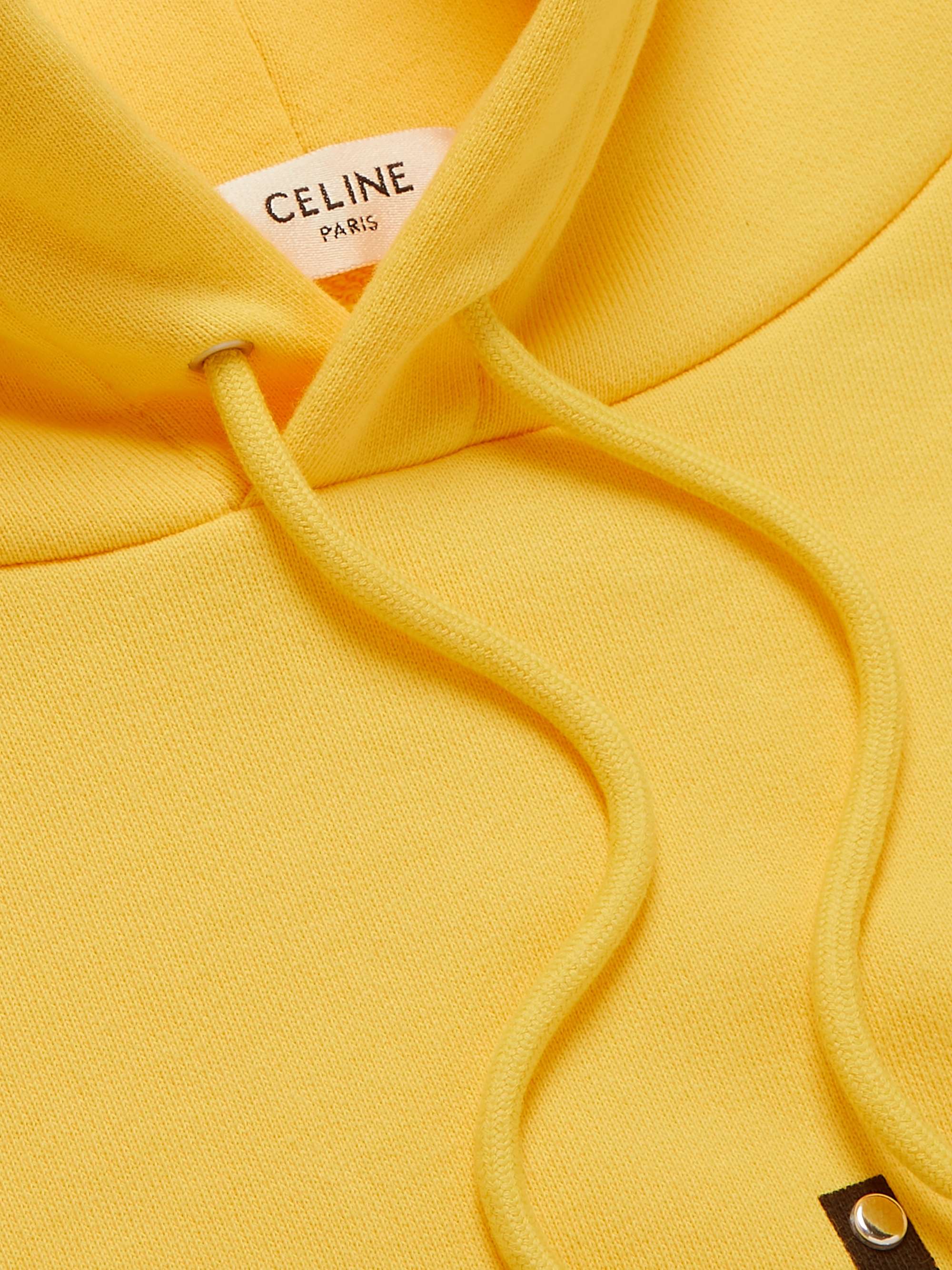 CELINE HOMME Studded Logo-Print Cotton-Jersey Hoodie