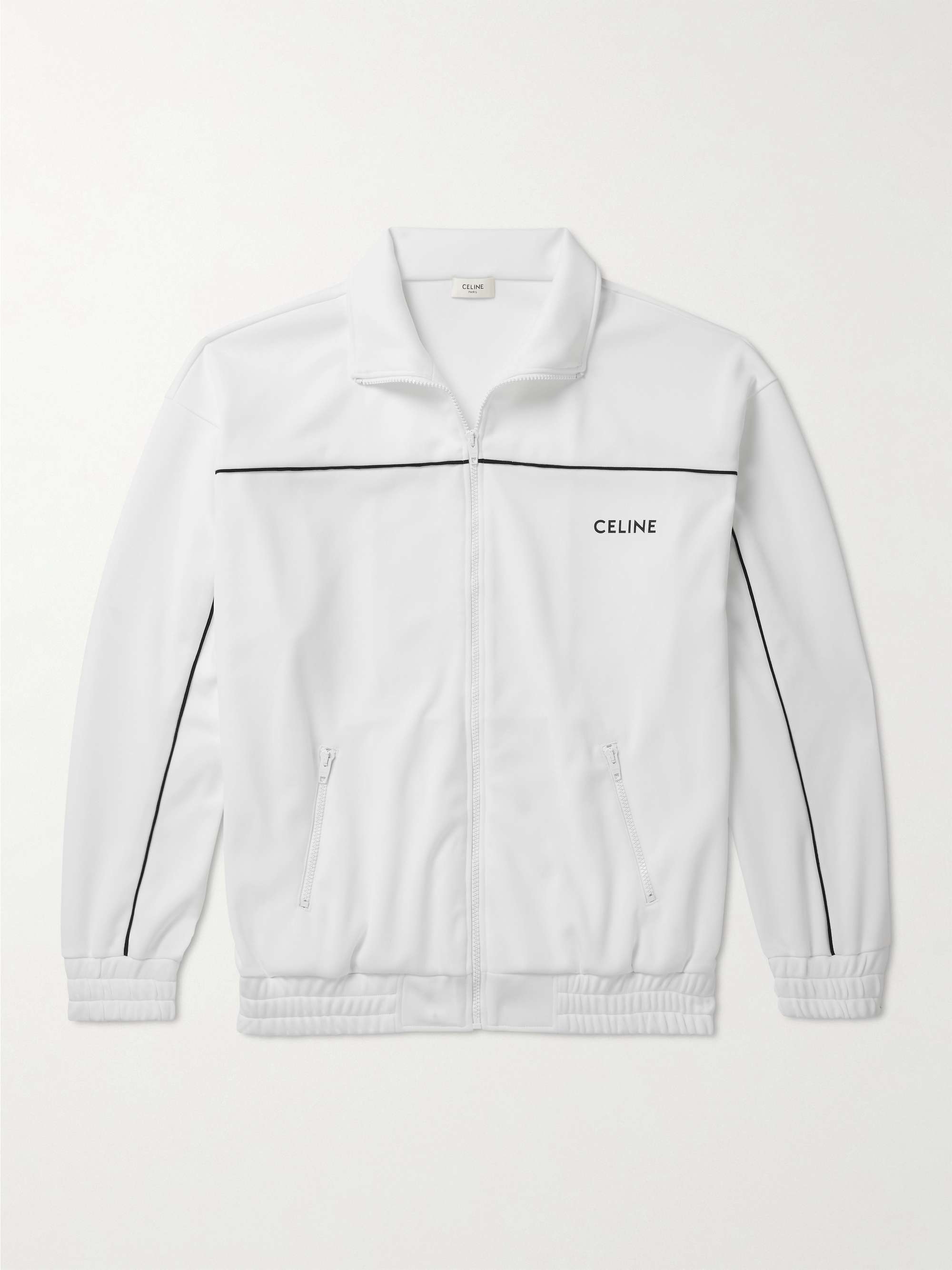 셀린느 옴므 로고 트랙 재킷 CELINE HOMME Logo-Print Jersey Track Jacket,White