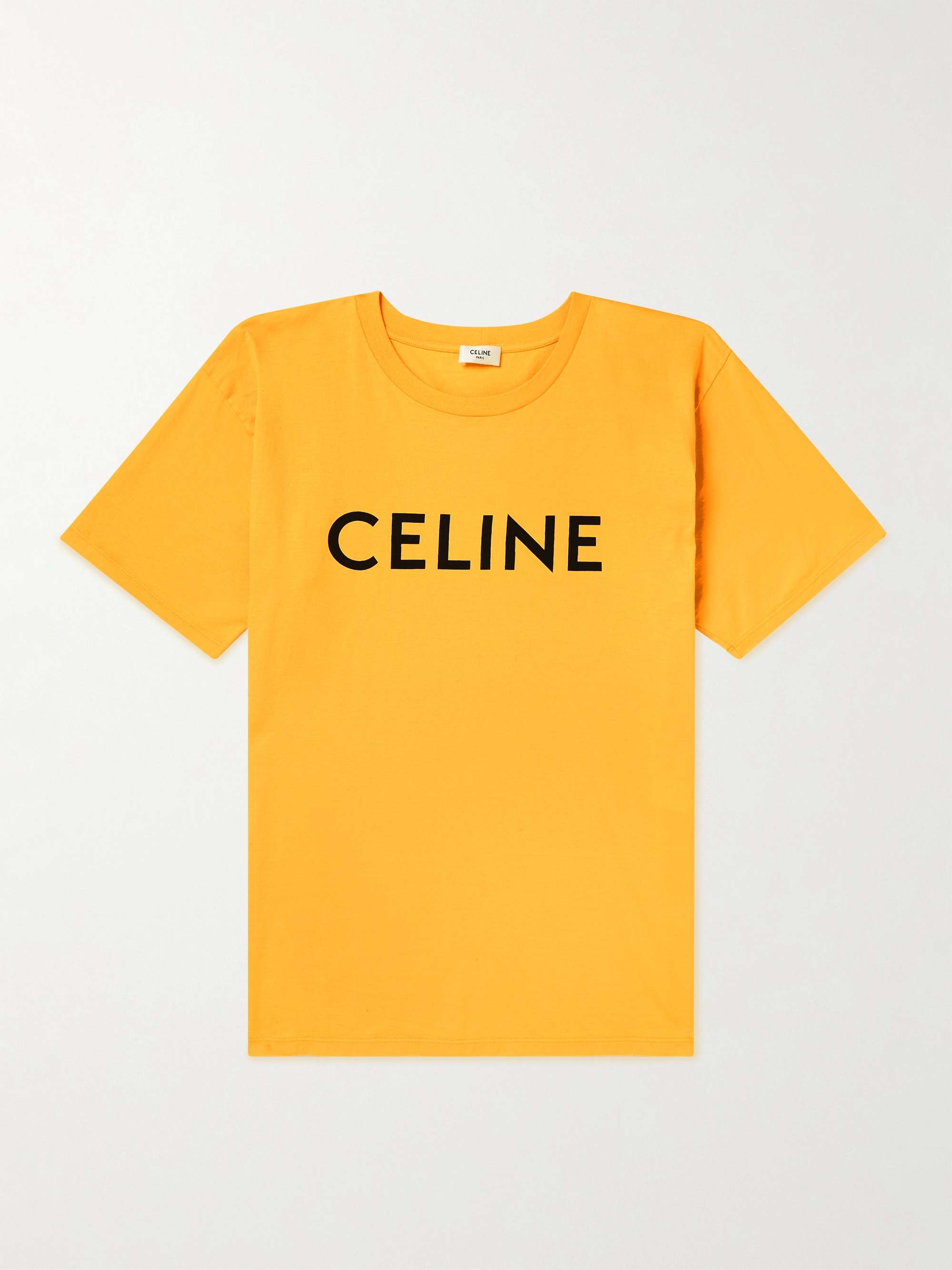 셀린느 옴므 로고 티셔츠 CELINE HOMME Logo-Print Cotton-Jersey T-Shirt,Yellow