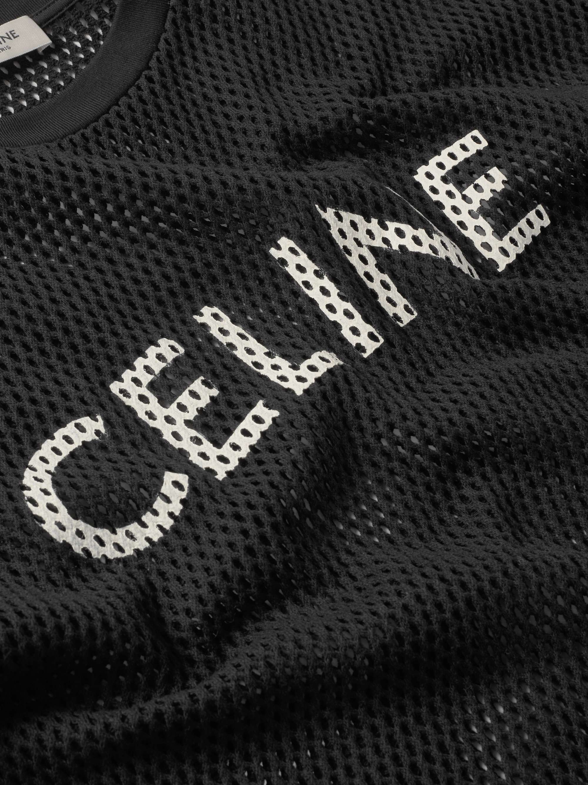 CELINE HOMME Logo-Print Cotton-Mesh T-Shirt