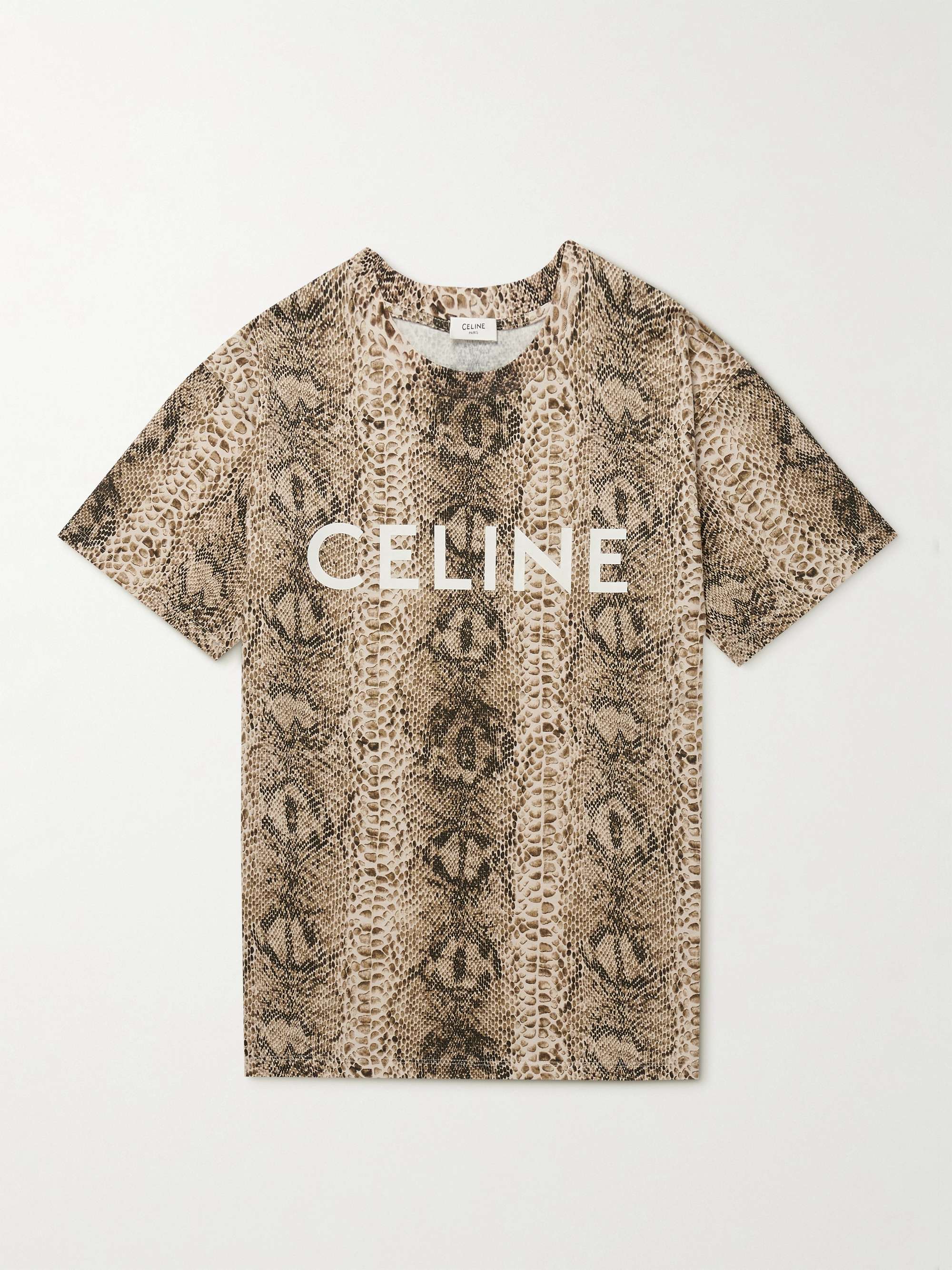 셀린느 옴므 로고 티셔츠 CELINE HOMME Printed Cotton-Jersey T-Shirt,Brown