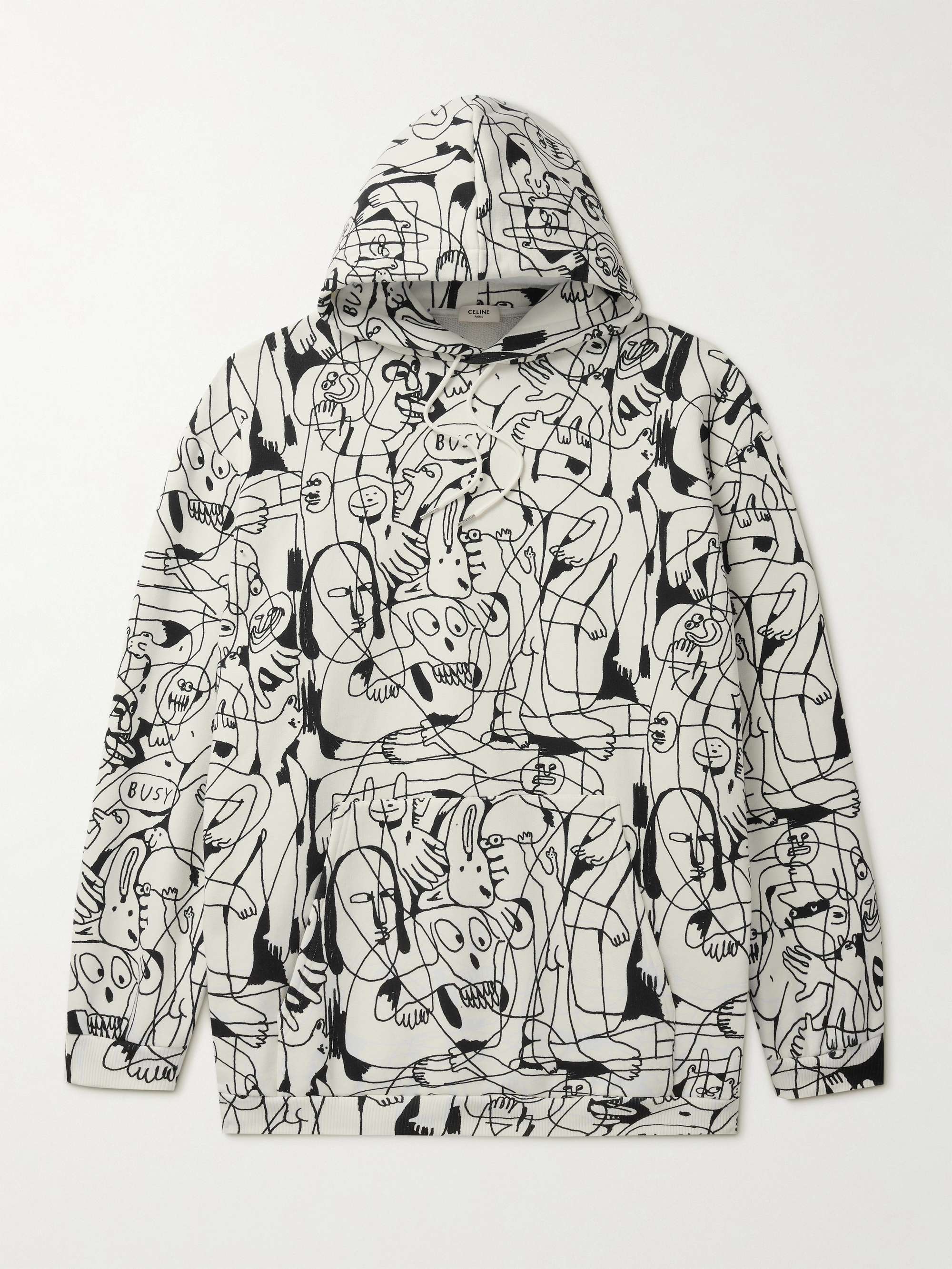CELINE HOMME Printed Cotton-Jersey Hoodie