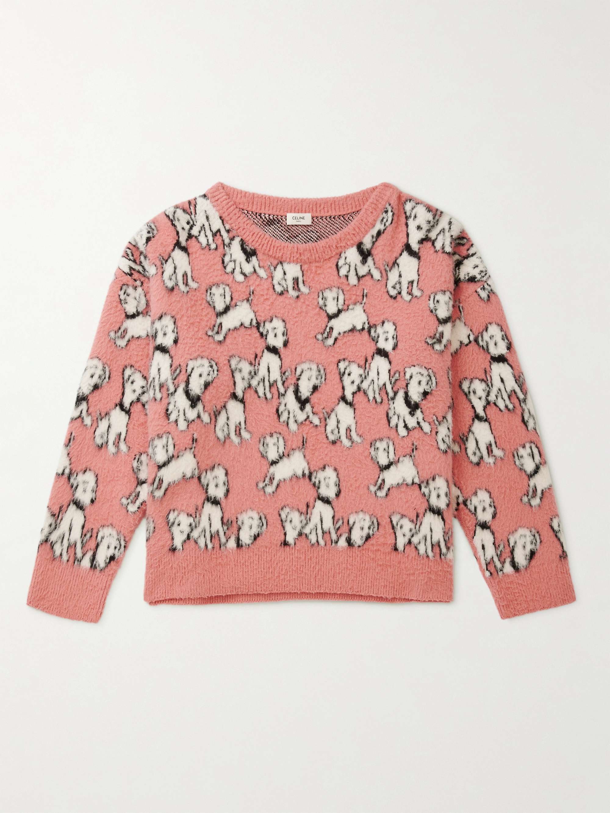 셀린느 옴므 브러쉬드 코튼 자카드 스웨터 CELINE HOMME Brushed Cotton-Blend Jacquard Sweater,Pink
