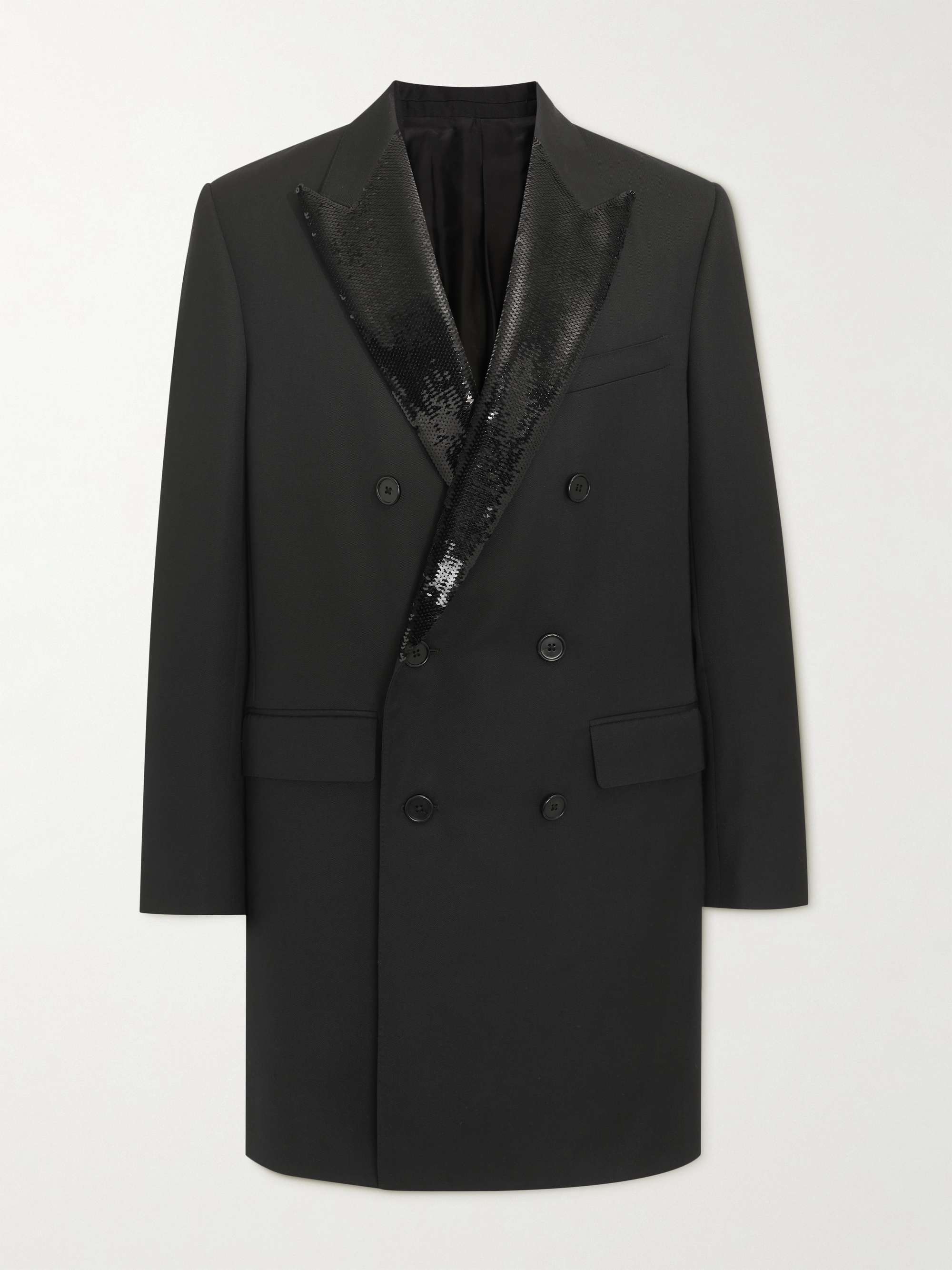 CELINE HOMME Sequin-Embellished Double-Breasted Wool Coat